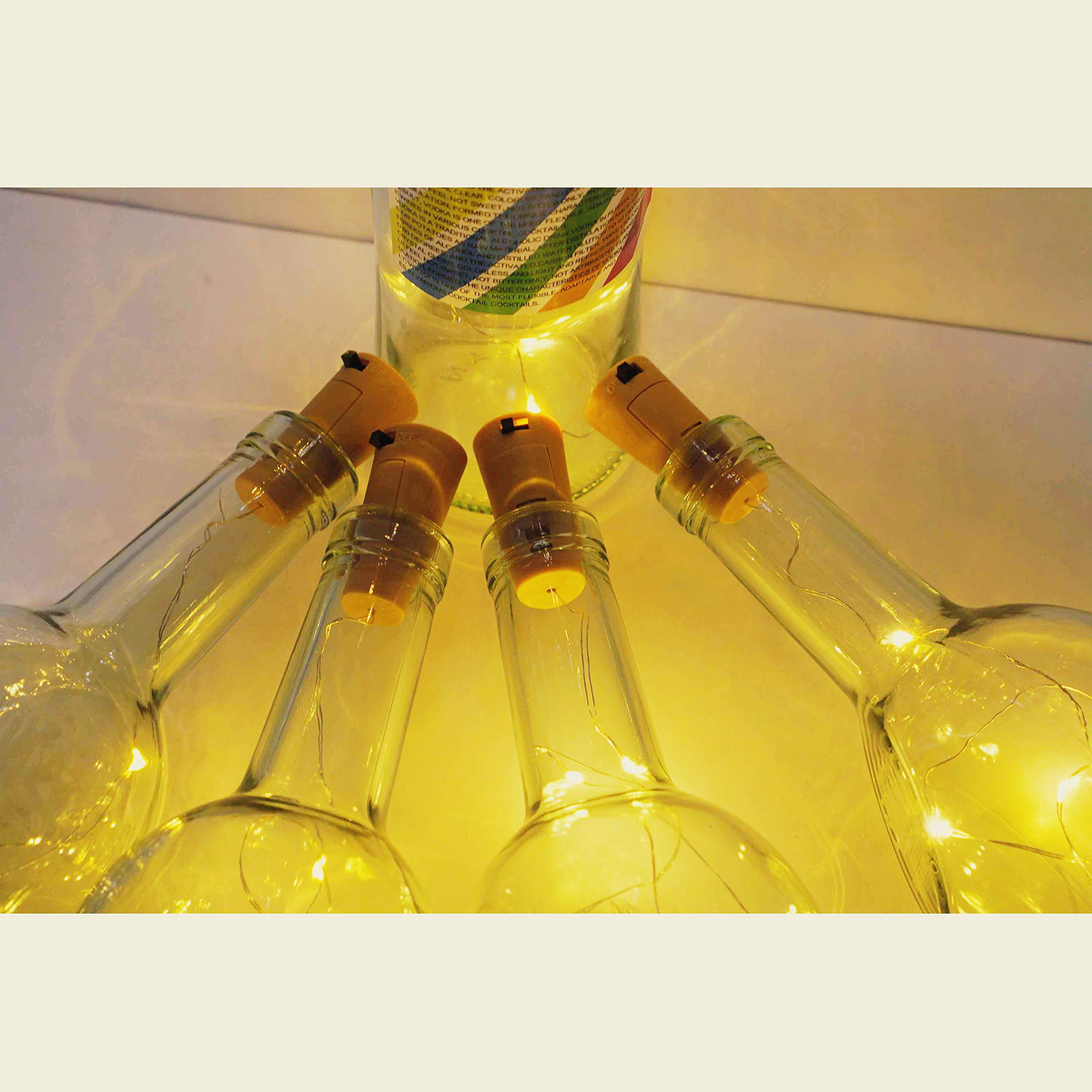 Confezione da 24 luci a LED in sughero, per bottiglie di vino, mini stringa di luci in rame, a batteria, per fai da te, Natale, Halloween, matrimoni, feste, interni ed esterni (bianco caldo)