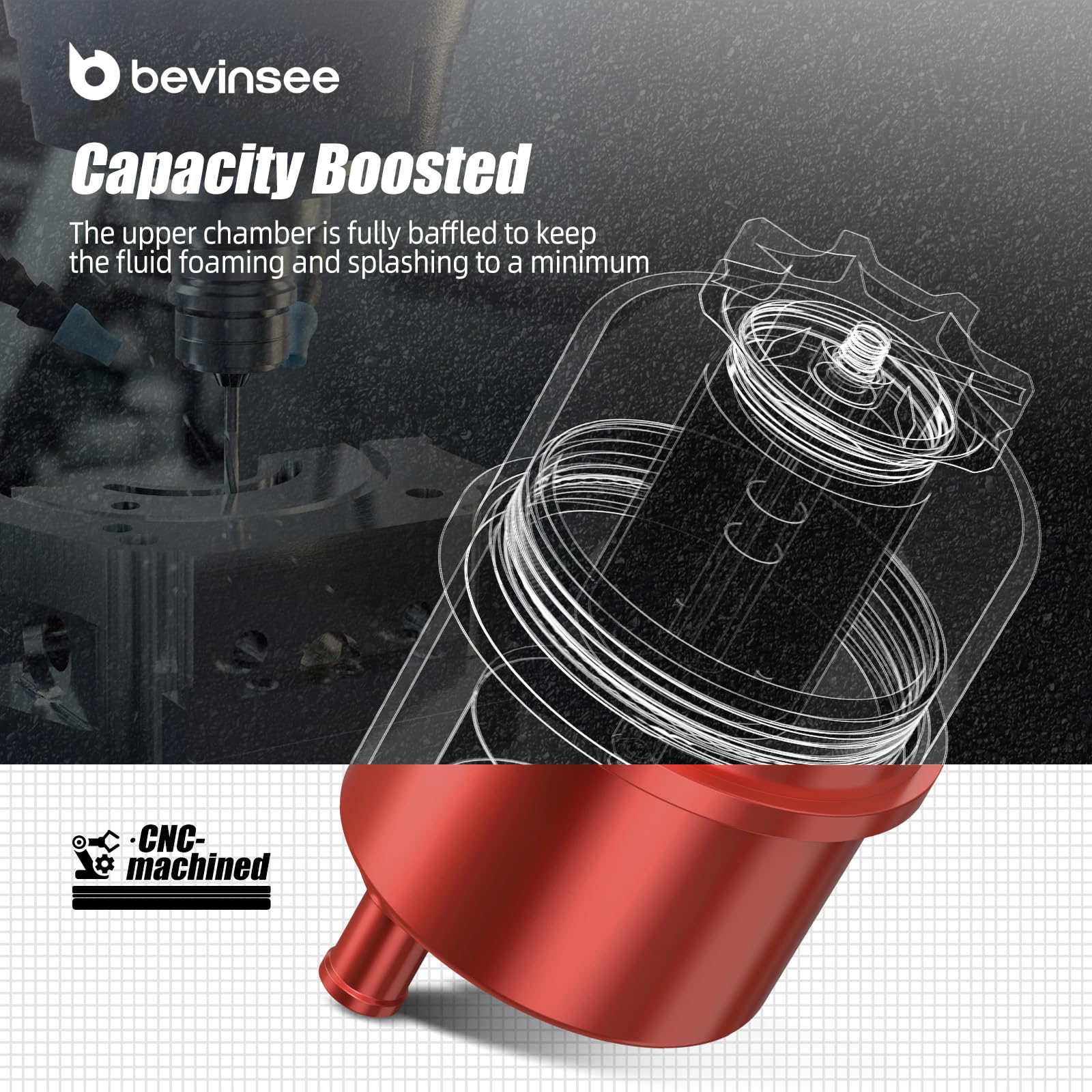 Bevinsee Billet Aluminium Servolenkungsbehälter Upgrade Kit kompatibel mit E92 E46 E90 E91 E93 E39 E81 E82 E87 318i 320i 323i 325i 328i 330i 523i 525i 528i 530i Ersatz 32416851217 Rot