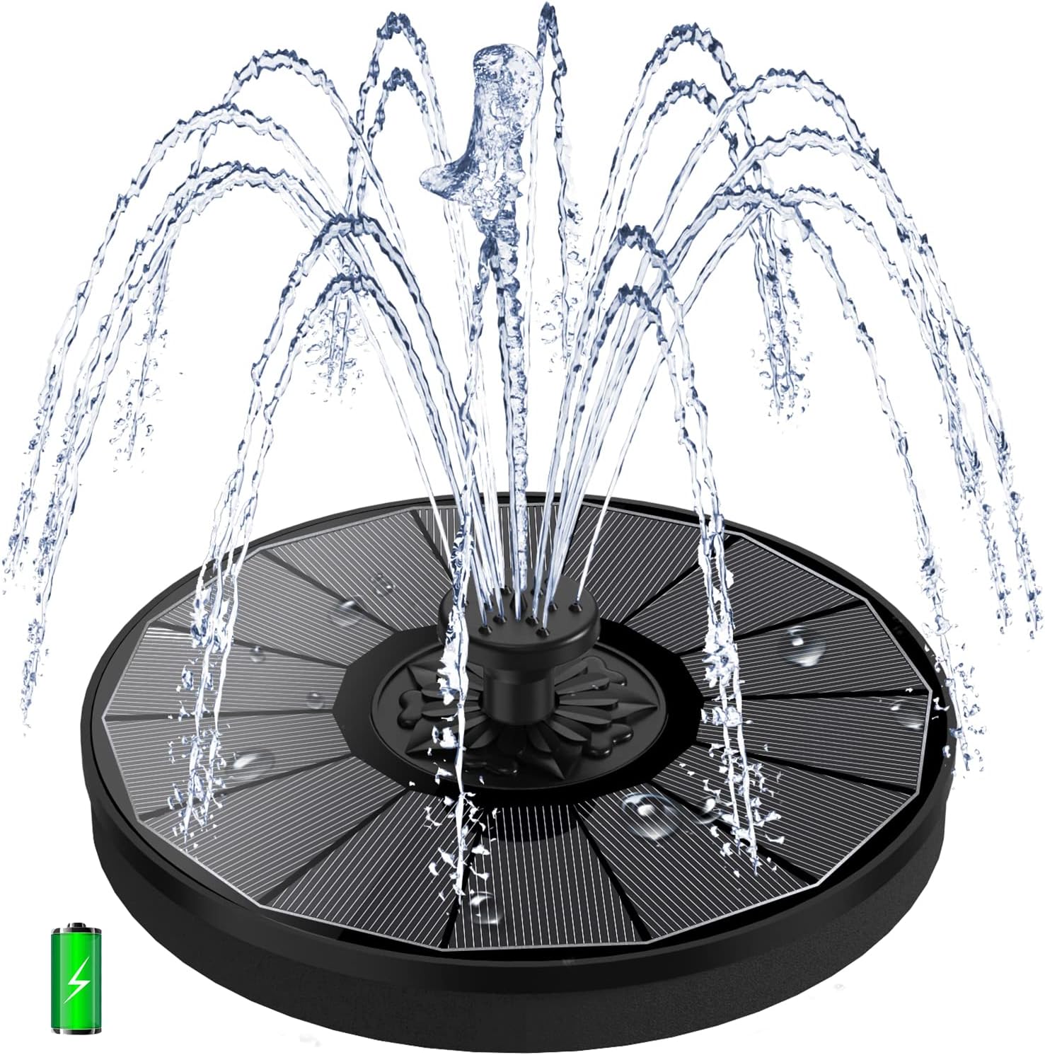 SZMP Solar Fountain 2026 3.5 W Solar Pond Pump, 2000 mAh Battery - Working on Cloudy Days - Water Pump Solar Floating Fountain Pump with 8 Effects & 4 Fixed Pipes for Garden, Bird Bath