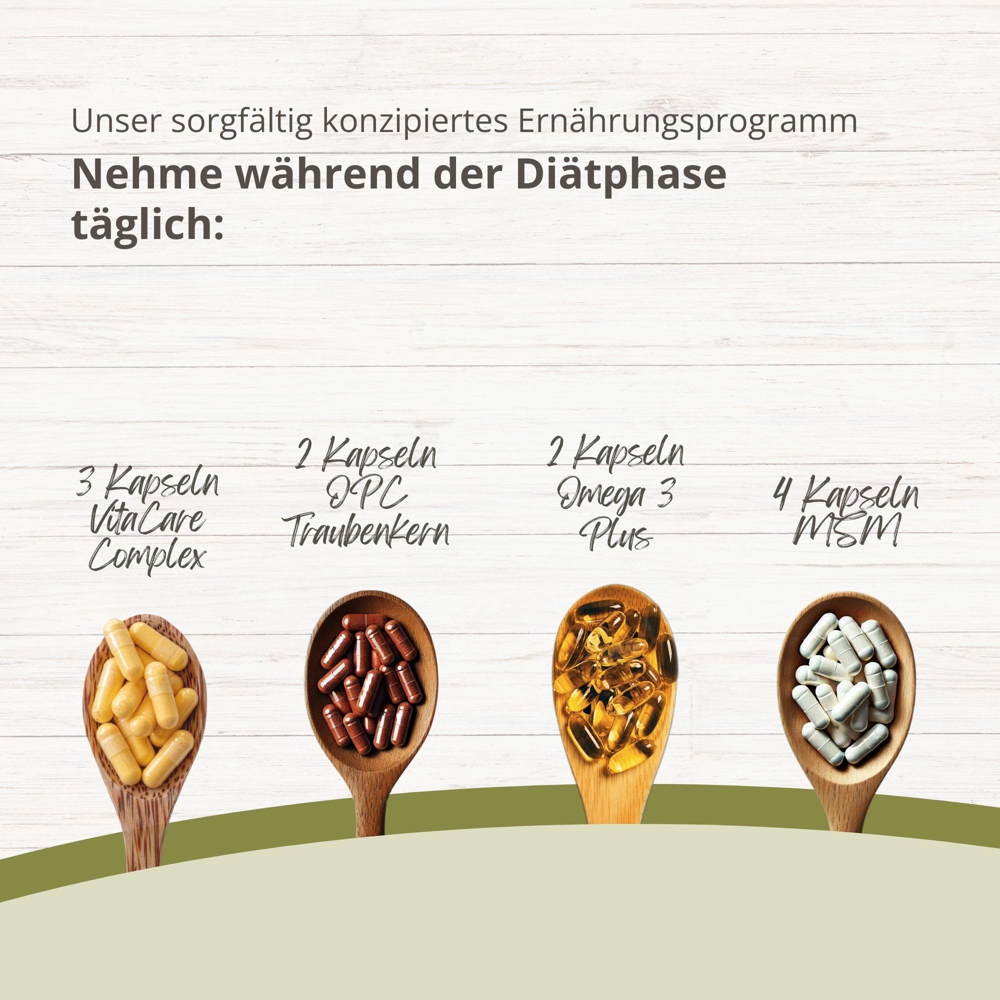 VitaCare 21-Tage Stoffwechsel-Kur Paket, 6-teiliges Komplettset, enthält MSM, Multivitamin Complex, Omega 3 plus, OPC Traubenkern & Globuli