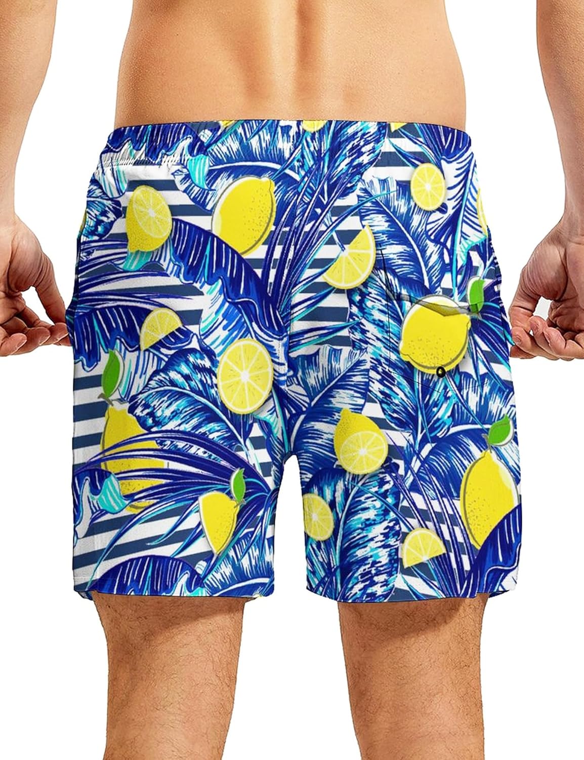 CHILL·TEK Funny Men's Swim Trunks with Compression Liner 5'' Inseam Quick Dry Beach Shorts Breathable Board Shorts for Men