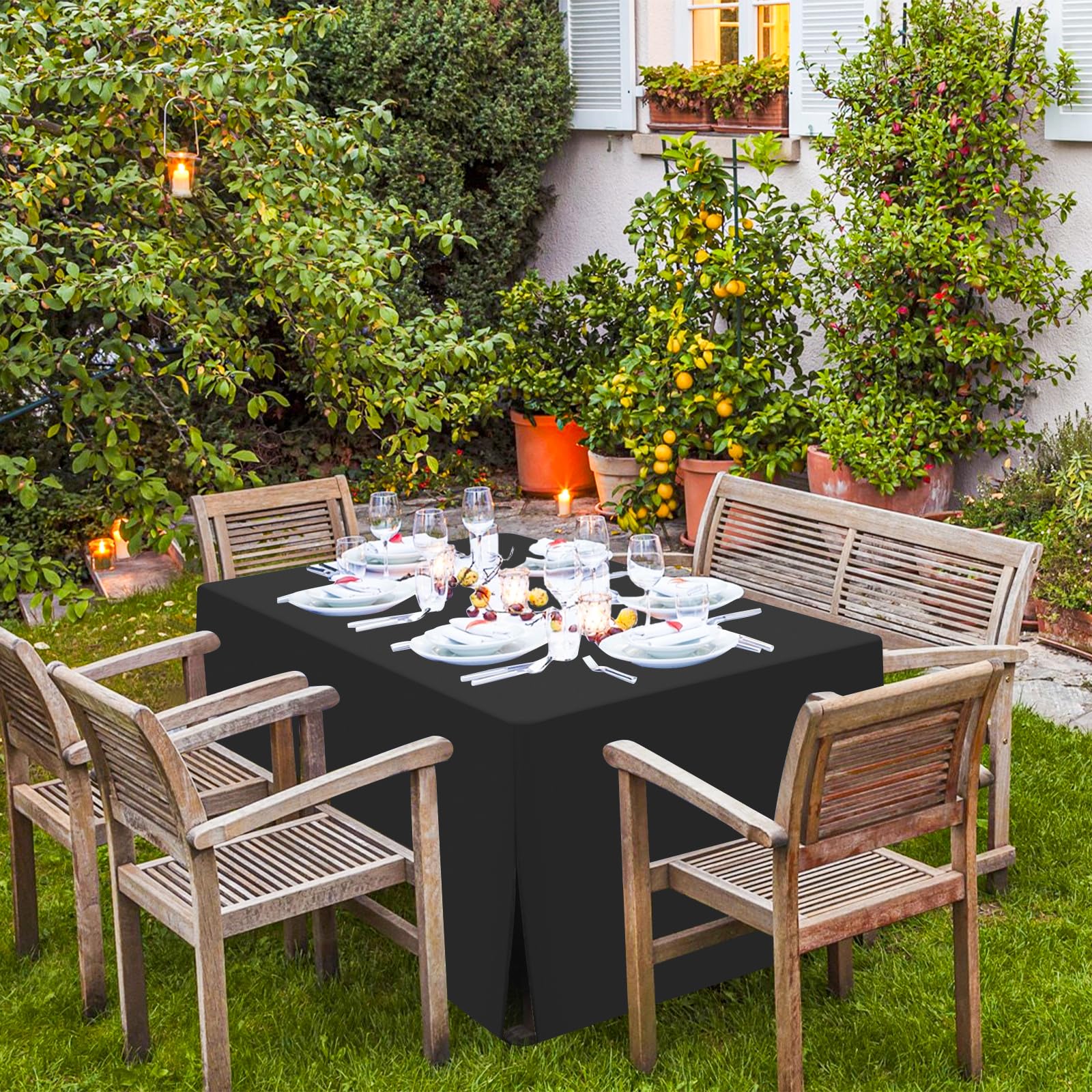 YMHPRIDE 1er-Set Biertischhussen, schwarz Biertischhusse für Bierzeltgarnitur, 50 cm Tischbreite, Bierzeltgarnituren 220 x 50cm für Gartenbankett-Gartenmöbel.