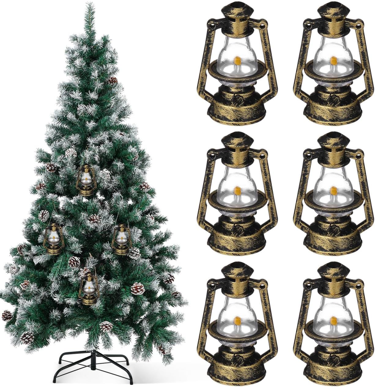 YARNOW Mini Kerosene Lanterns 50 Pcs 1.57X2.16 Inch Retro Oil Lamps for Dollhouse Decoration Vintage Hurricane Lamp Xmas Tree and Halloween Party Decor