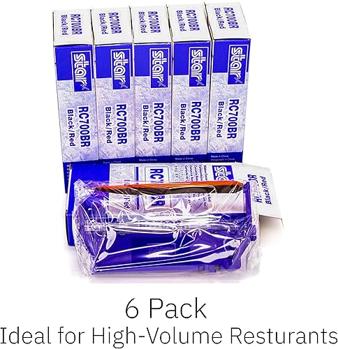 Miniatura 6 de Star RC700BR - Cartucho de cinta de tinta de impresora negrorojo para transacciones de punto de venta (paquete de 6)