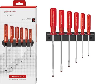 PB SWISS TOOLS 240.CBB 5-Piece Classic Handle Flathead Screwdriver Set with Holder in Paper Box