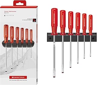 PB Swiss Tools Classic Screwdriver Set PB 240 | 100% Swiss Made | 6-piece Screwdriver Set, Size 1-6 for Slotted Screws