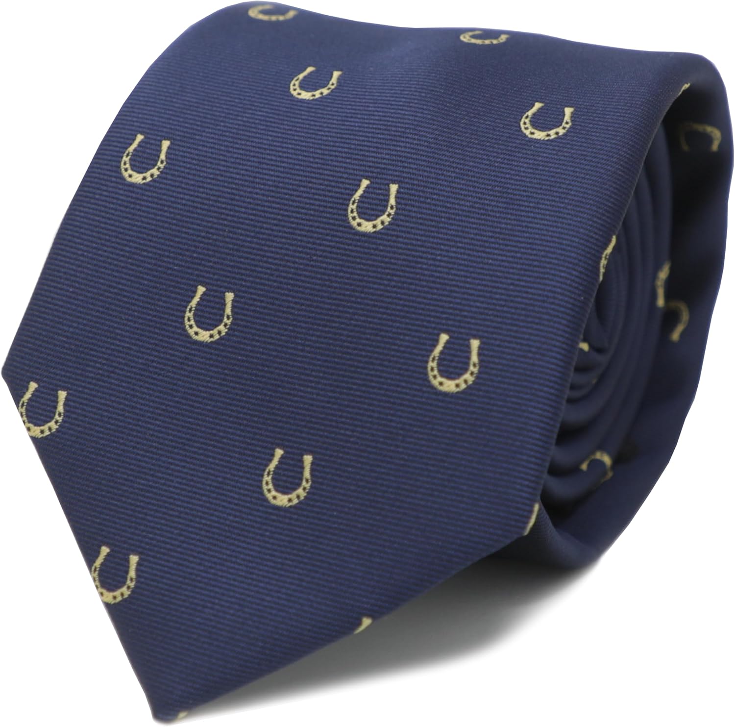 Gold Color Horseshoe Pattern Necktie Fancy Lucky Horseshoe Navy Neck Tie
