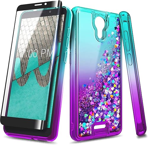 Miniatura 5 de NZND Funda para Wiko Ride 2 (U520AS) con protector de pantalla de vidrio templado (cobertura completa), diseño de cascada flotante líquida con