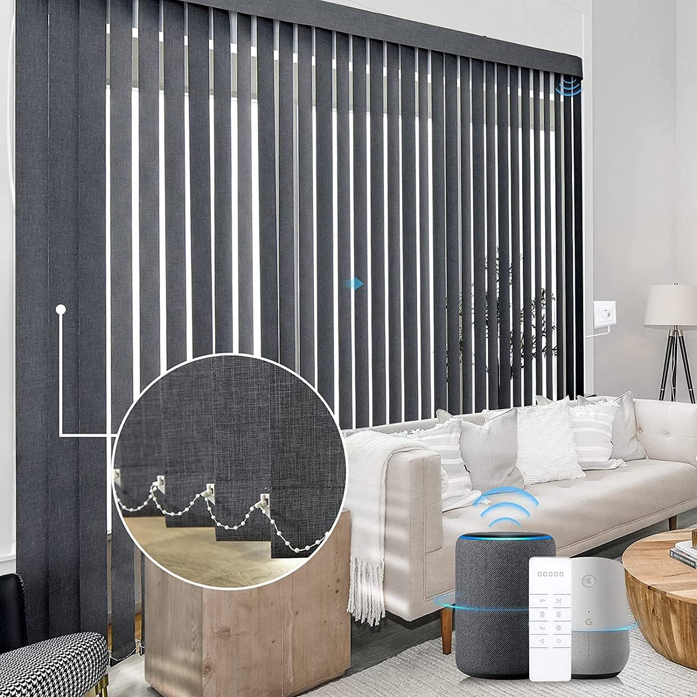 Graywind Motorized Vertical Blinds Compatible with Alexa Google Privacy