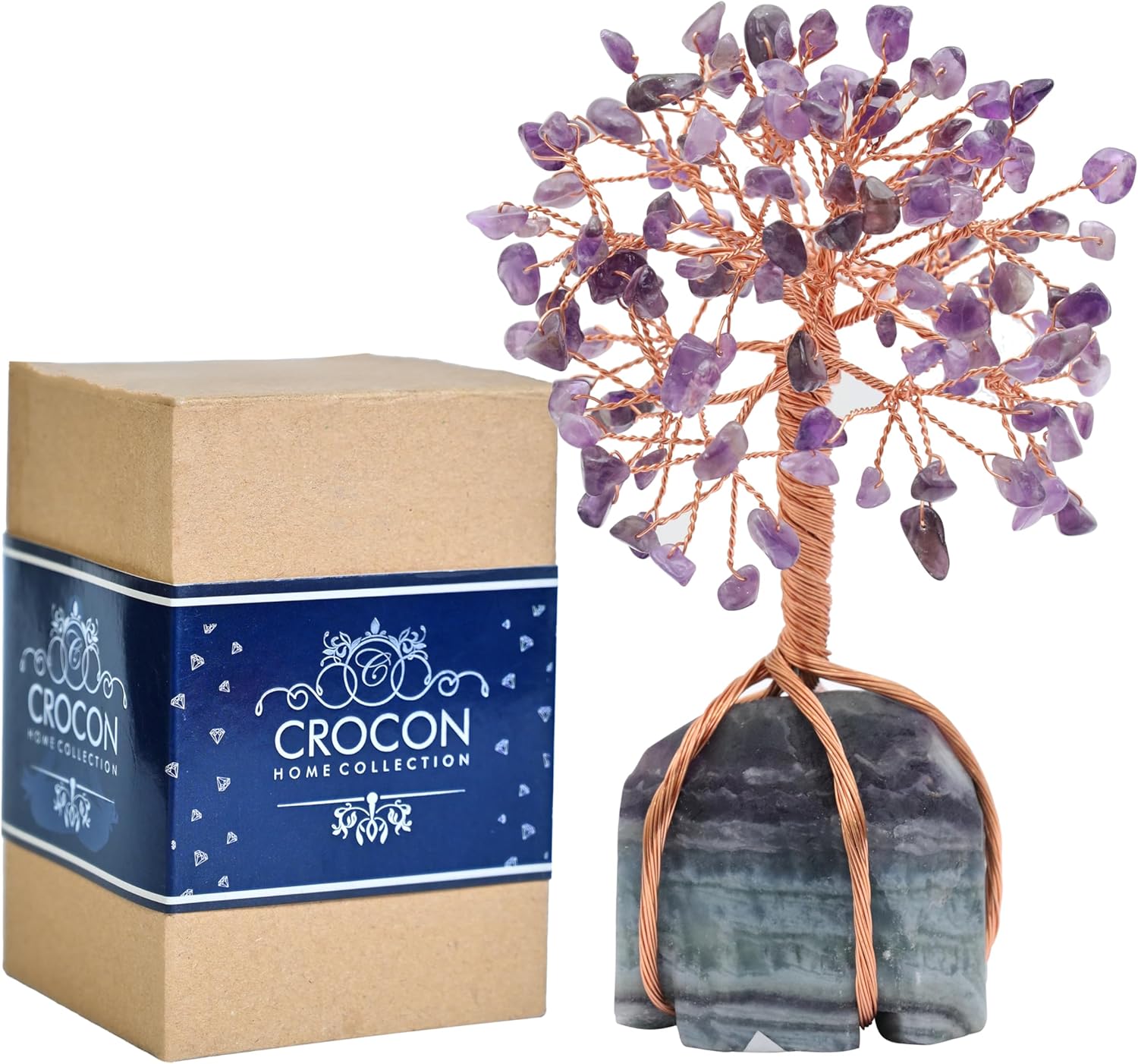 Amethyst Crystal Tree with Fluorite Base – Tree of Life decor