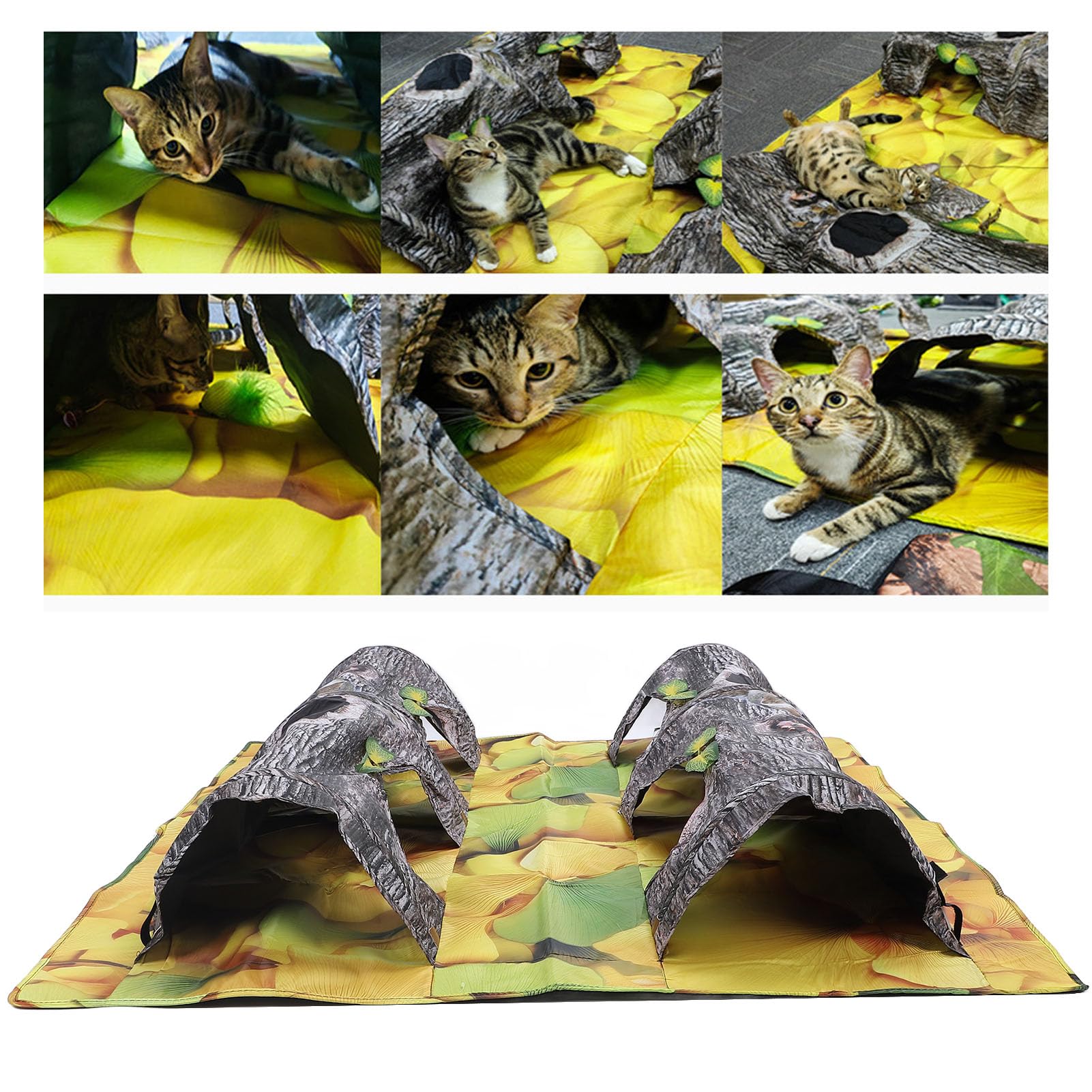 Generic Tunnel per Gatti, Pieghevole a Doppio Ingresso in Tessuto Interattivo per Animali Domestici Resistente Ai Morsi con Borsa per il Trasporto Ideale per la casa