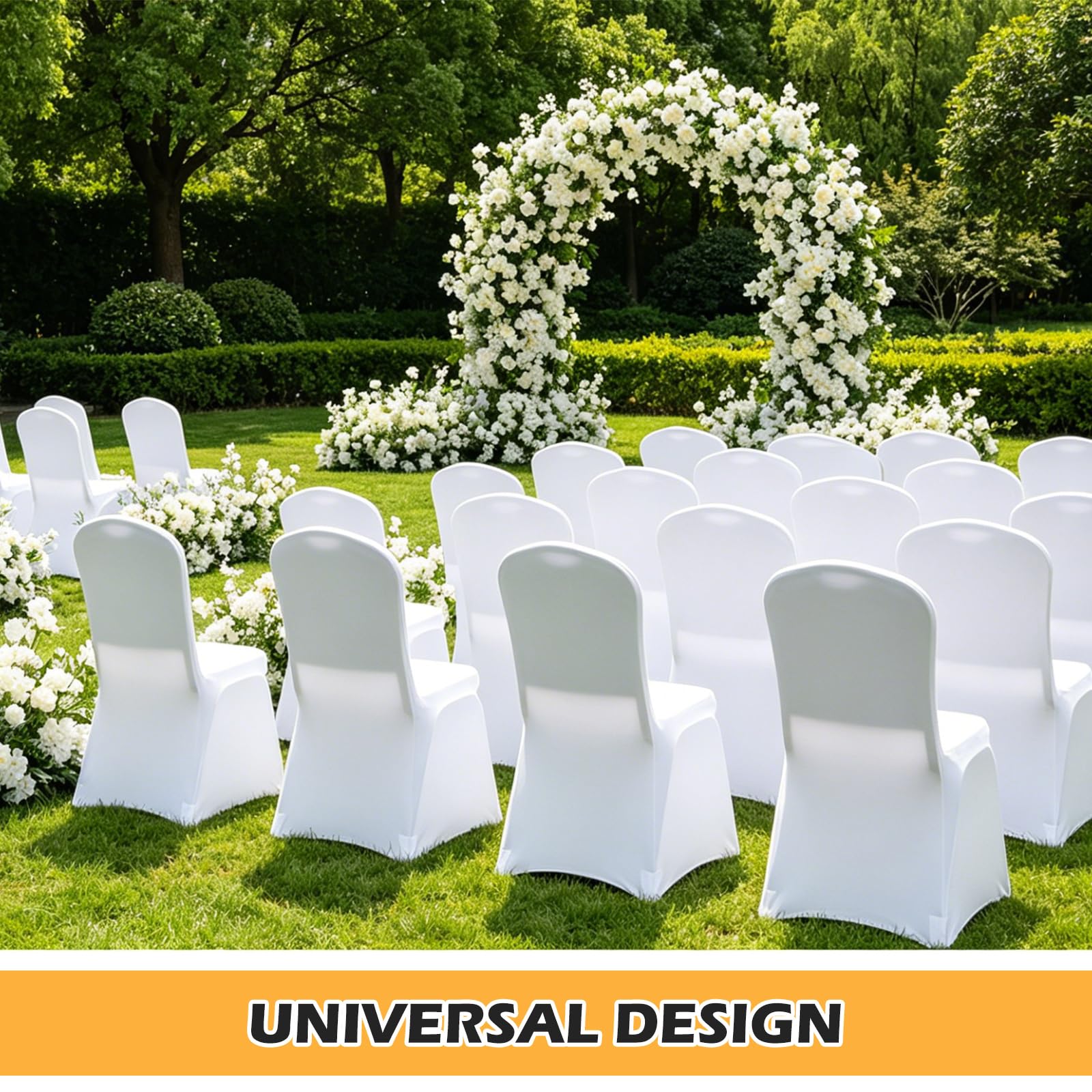 Coprisedia bianchi, 10 pezzi, universali, elasticizzati, universali, bianchi, eleganti, rimovibili, in spandex, lavabili, per matrimoni, feste, hotel