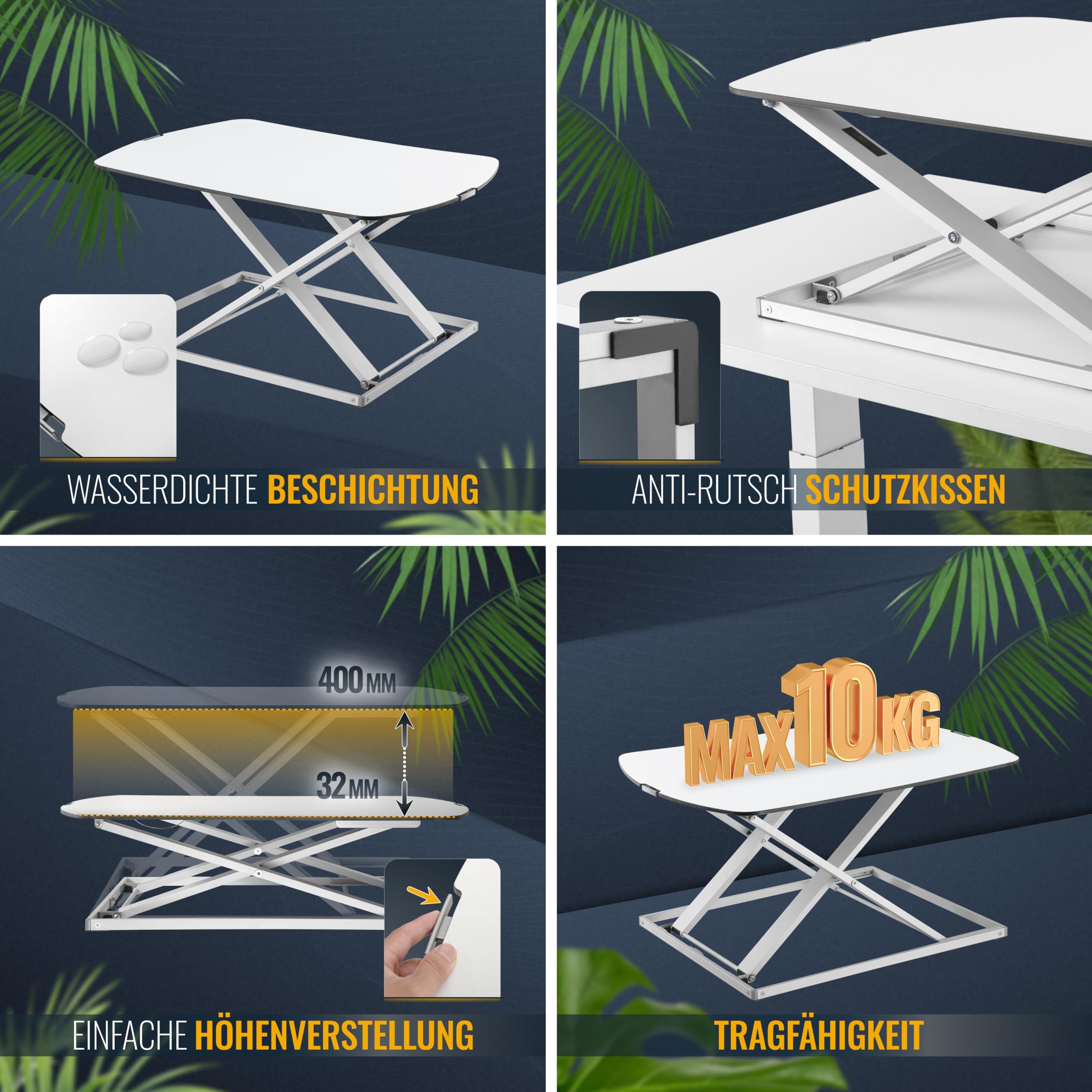 RICOO Schreibtischaufsatz höhenverstellbar TS1111 Stehpult Aufsatz Schreibtisch Ergonomisch Stehschreibtisch Tischaufsatz Stehtisch Klappbar Monitorständer