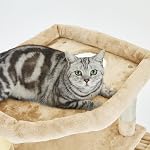 Pesofer Cat Tree Multi Level Cat Tower with Sisal-Covered Scratching Posts, Kitty Playhouse and Large Top Perch Beige
