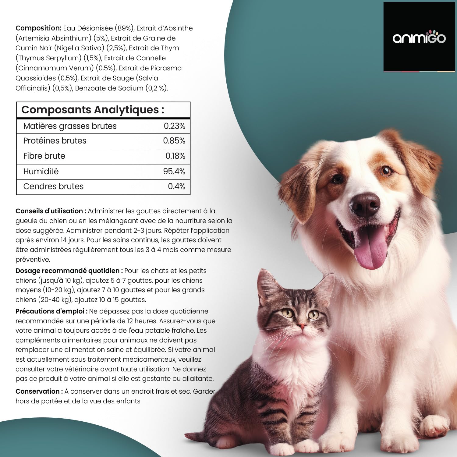 Vermifuge Chat Chien, Vermifuge Liquide en Pipette 120 ML, Origine Naturelle, 2-4 Ans d'Approvisionnement, Anti-vers, Anti-Parasite, Toutes Les Races et Tailles, Chaton et Chiot