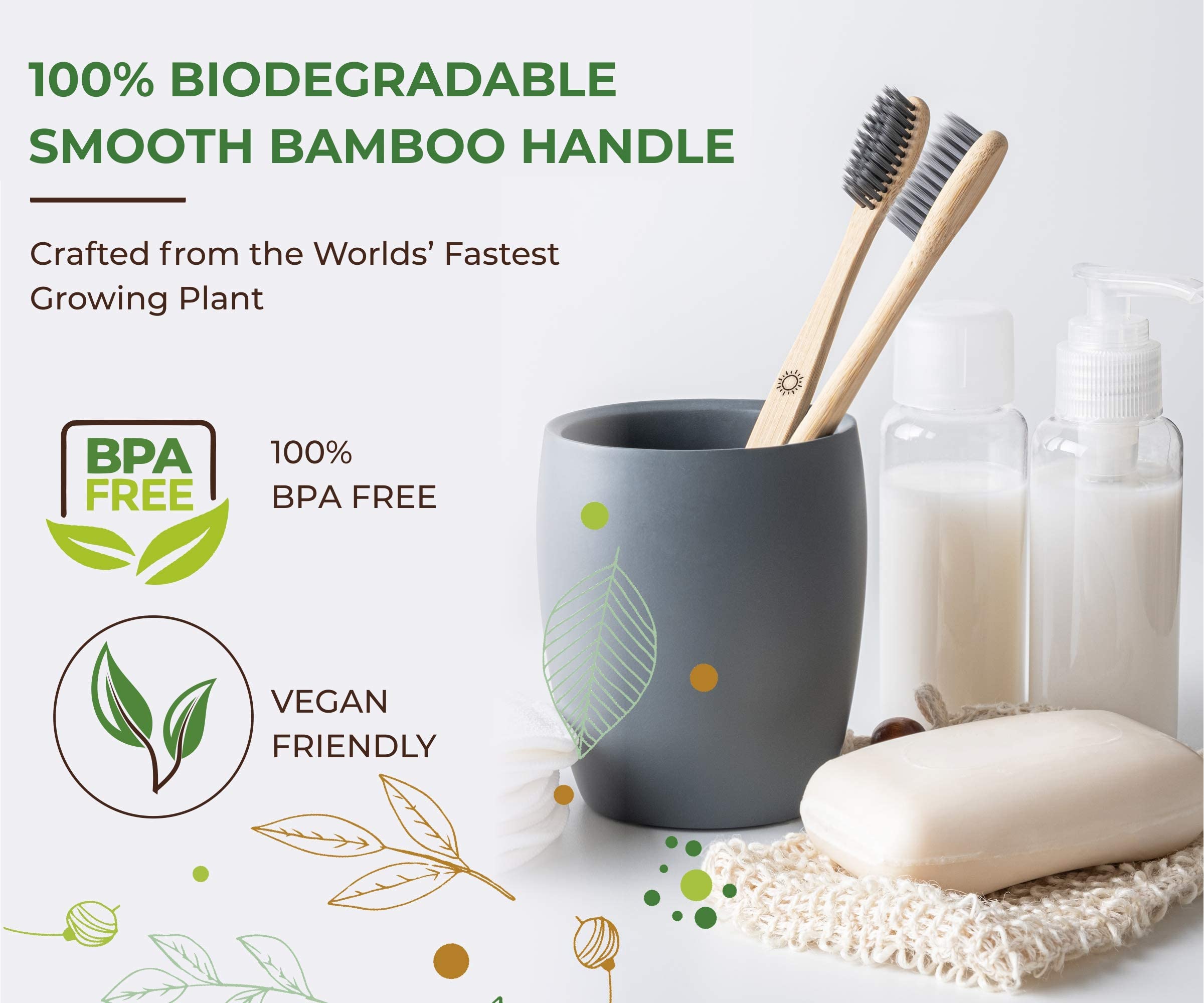 ZECO Bamboo Toothbrush for Braces, Ortho Soft Bristle, Family Pack of 4 2