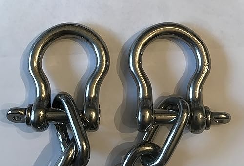 Miniatura 2 de US Stainless Cadena de anclaje de acero inoxidable 316 con grilletes largos de 1/4 pulgadas o 0.236 in por 10 pies