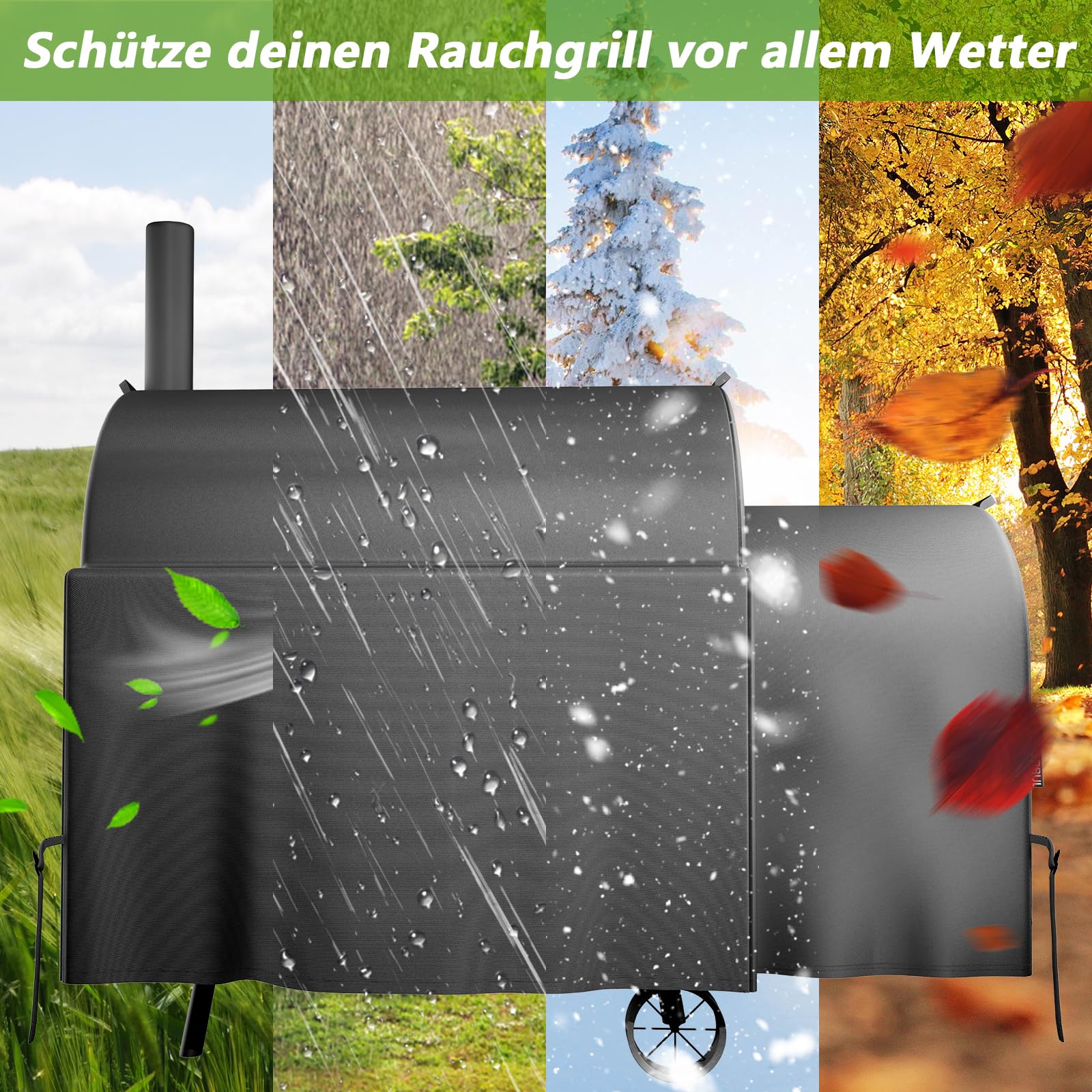 EVRBUL Raucherrahmenabdeckung Kompatibel mit Oklahoma Joe's Longhorn Highland Offset Smoker, Außenwasserdichte Grillabdeckung, Heavy Duty 420D BBQ Abdeckung, 162L x 93B x 142H cm, Ersetzt # 8259969P04