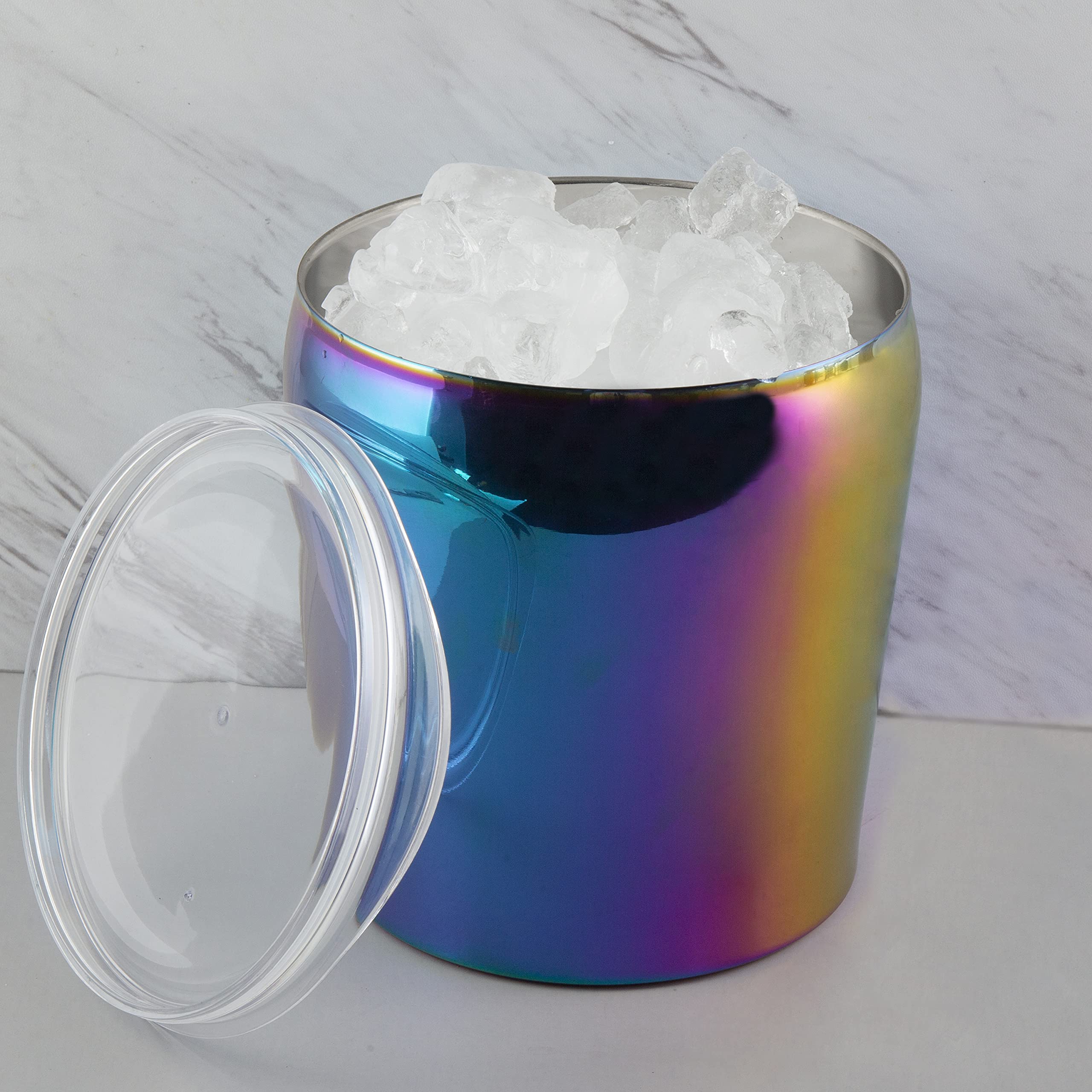 CAMBRIDGE Seau à Glace Isotherme en Acier Inoxydable de 3 litres, Arc-en-Ciel