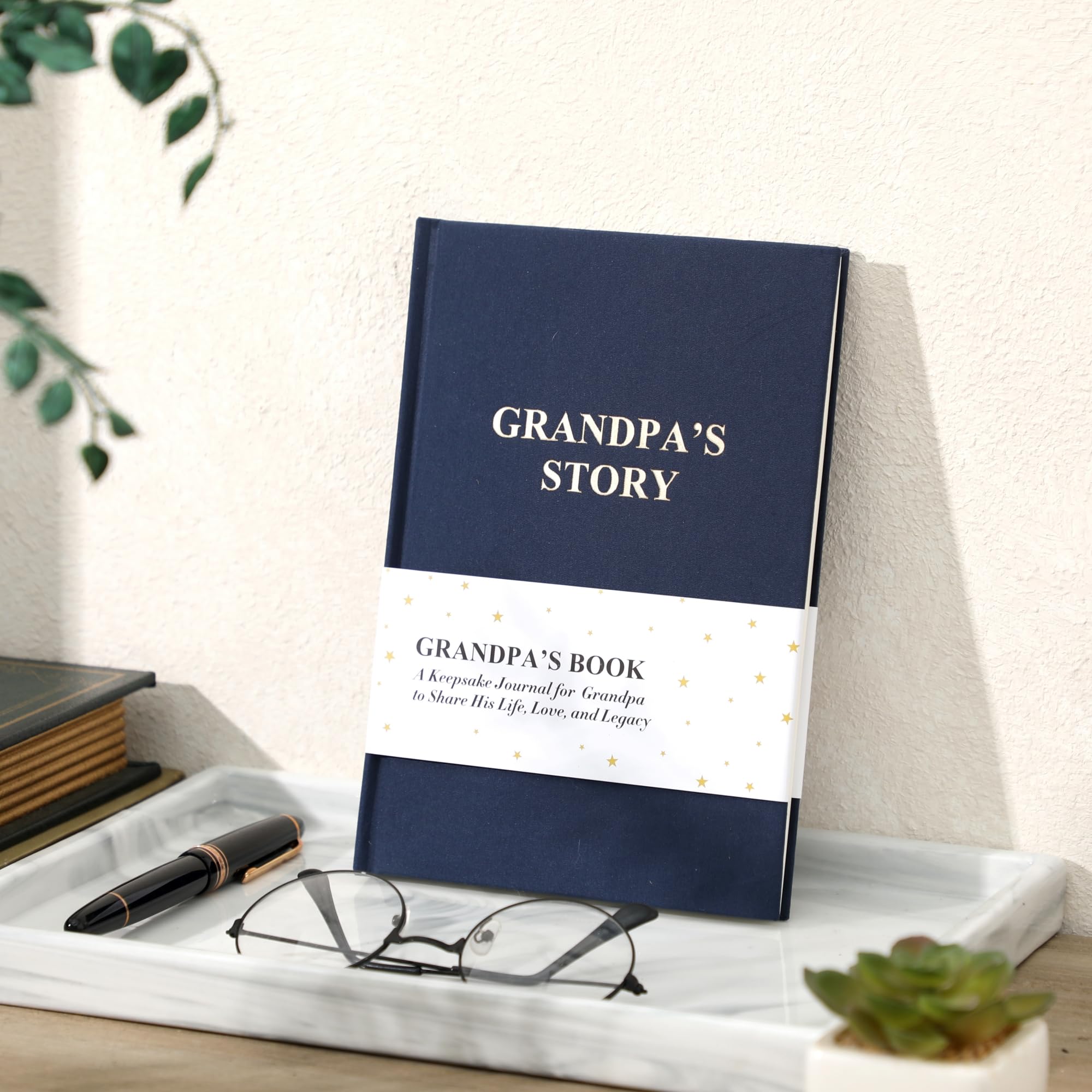 Grandpa's Life Story Journal, Grandpa Book To Fill Out, Heirloom Books for Grandparents, Meaningful Keepsake Gifts from Granddaughter Grandson for Father's Day, Birthday, Christmas (Grandpa Blue)