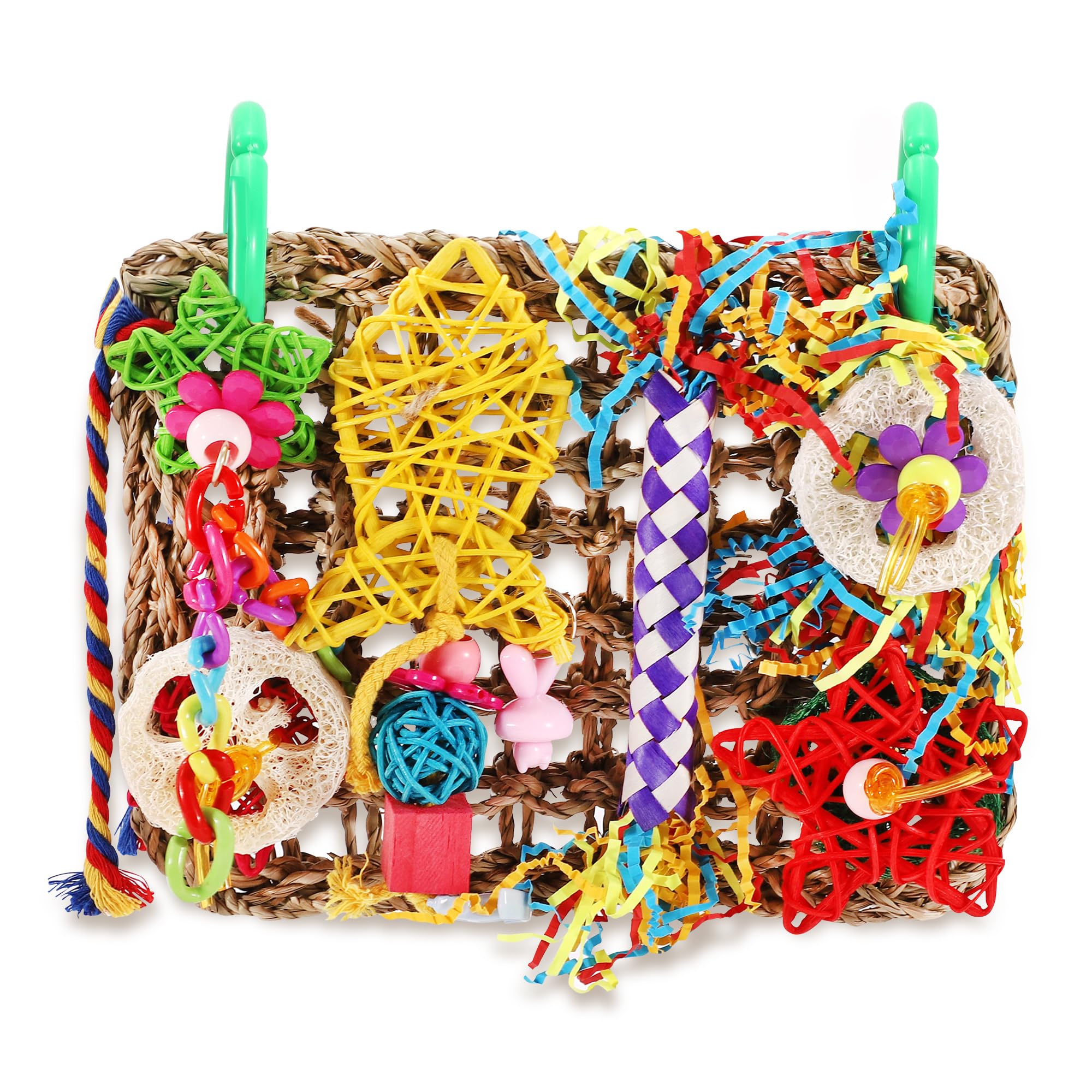 YSQEVN Juguete Masticable Pájaros Colgante Juguetes Agapornis Accesorios Columpio Perca Hamaca Madera Natural para Periquitos Cacatúas Columpios Cockatiels Pequeños Medianos Loros