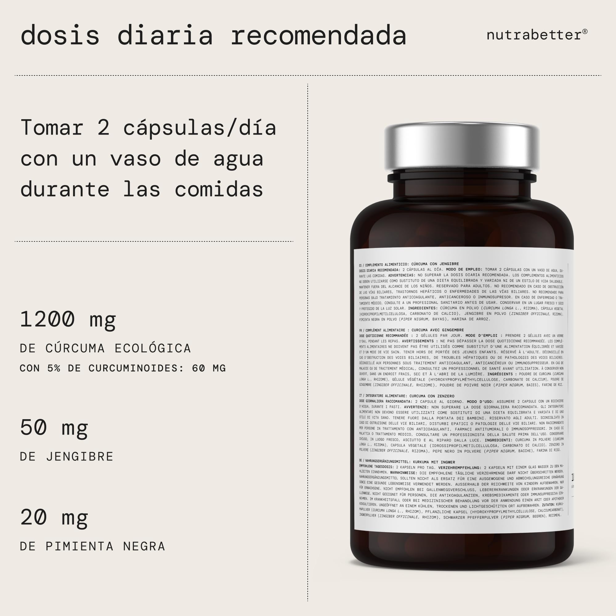 Curcuma Capsules 1200 mg au gingembre et au poivre noir | 180 Capsules végétaliennes pour un approvisionnement de 3 mois | Curcumine pour l'anti-inflammatoire naturel - Articulations et Digestion |