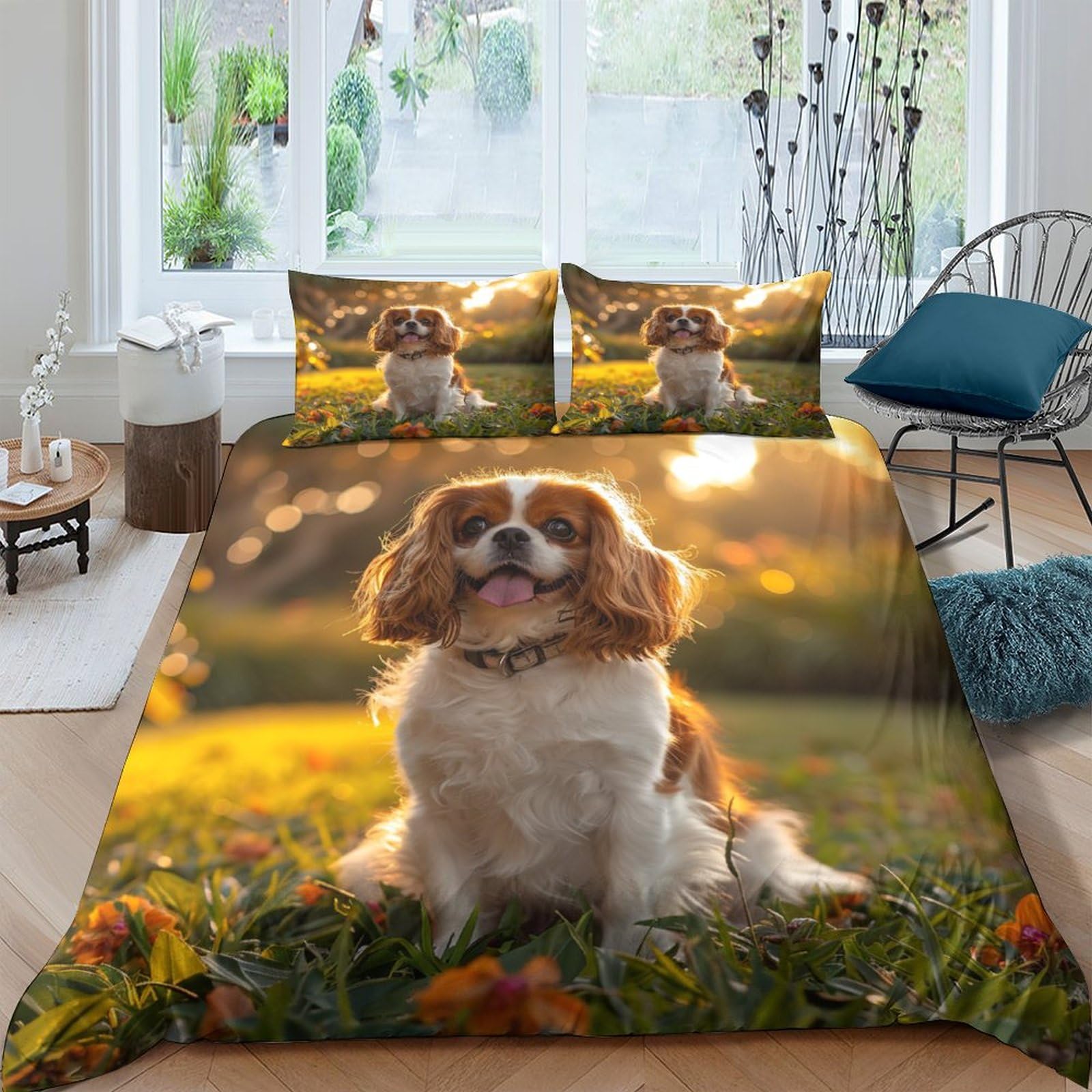 GPARSDDIO Cocker Spaniel Duvet Cover 3 PCS Hotel Quality Quilt Cover Bedding Sets Bed Covers with Pillowcases with Zipper Closure Ultra Soft Anti Allergic Microfiber King（220x240cm）