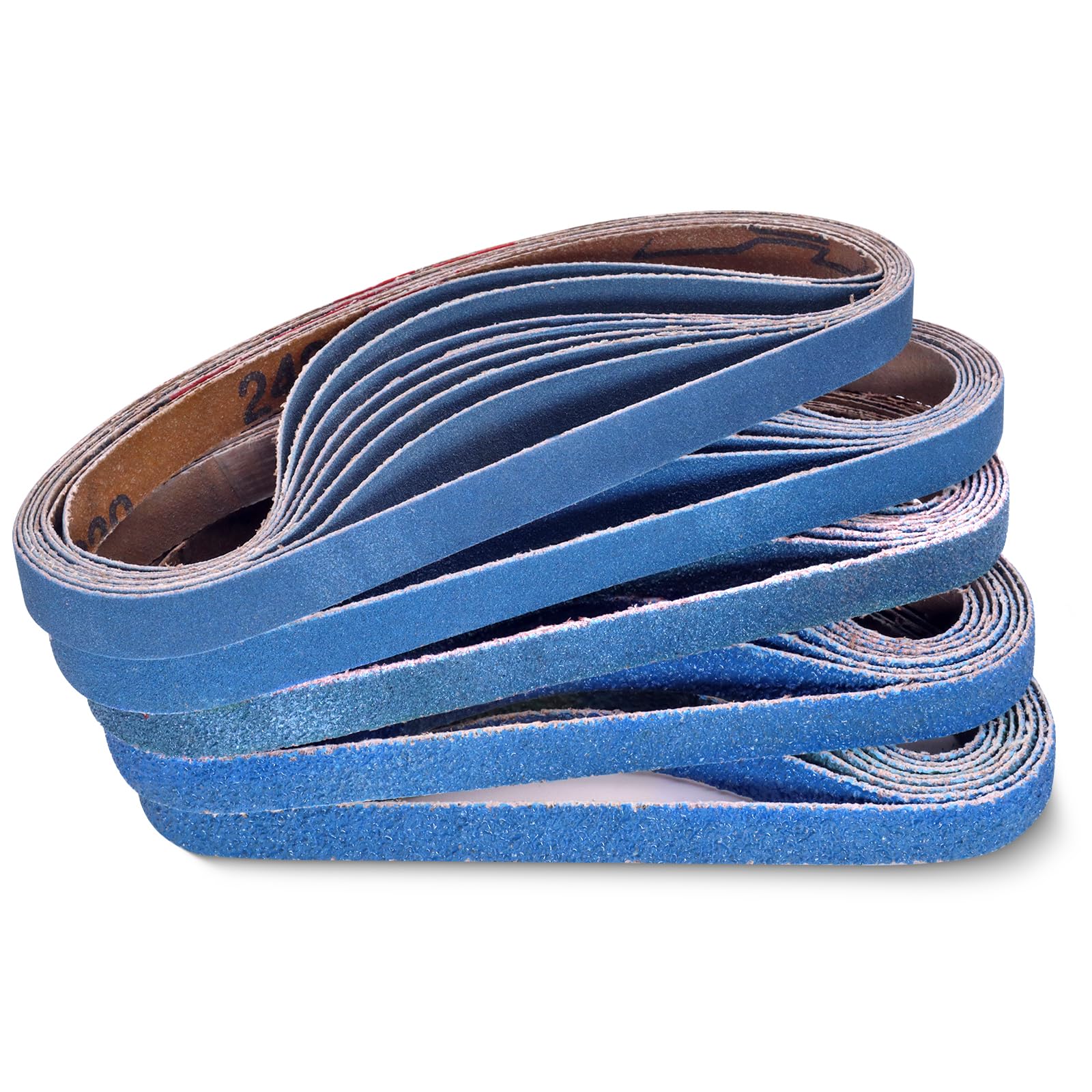 Lot de 40 bandes abrasives en oxyde de zirconium de 1,27 cm x 45,7 cm, pour ponceuse à bande pneumatique, 8 bandes abrasives de grain 40/60/80/120/240 pour le travail du bois, le polissage des métaux,