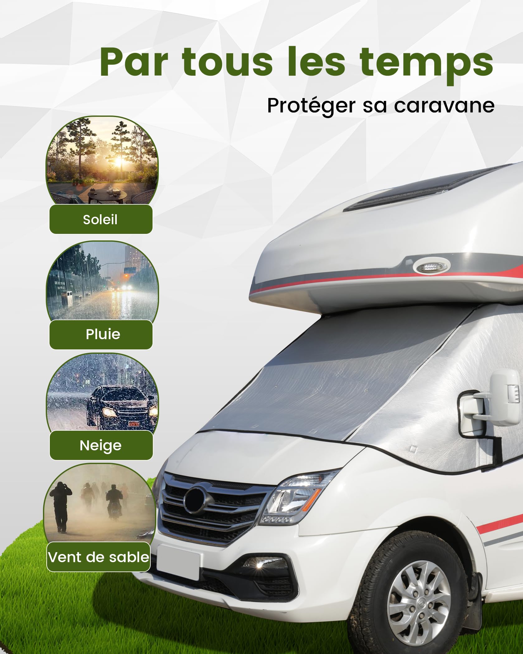 Housse de pare-brise thermique argentée avec fermeture éclair extérieure pour Fiat Ducato Citroen Relay X250/290 Peugeot Boxer 2006-2024 Camping-car hiver avec sac de transport
