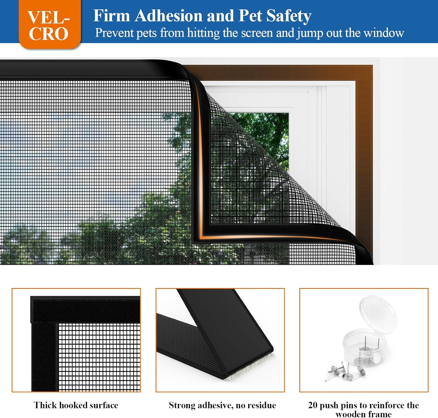 Custom Pet Proof Window Screen Replacement with Zipper, 22" x 32"(Fits Window Size 20'' x 30''), Best Vinyl Coated Polyester Dog Cat Resistant Heavy Duty, Open or Close as Wanted, Easy Install, Black