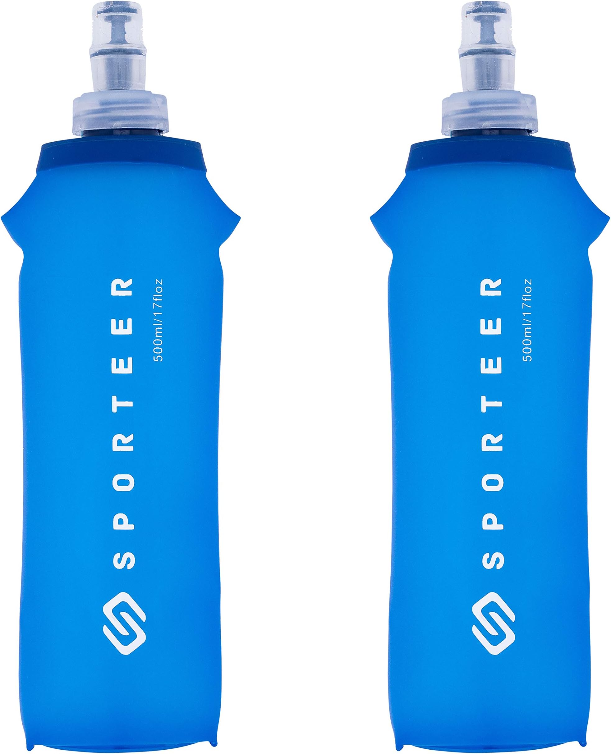 Sporteer 500ml Soft Flask (2-Pack) - Leak-Proof Collapsible Water Bottle for Running Belts, Waist Packs and Handhelds - BPA-Free TPU Folding Bottle for Hiking, Marathons and Travel