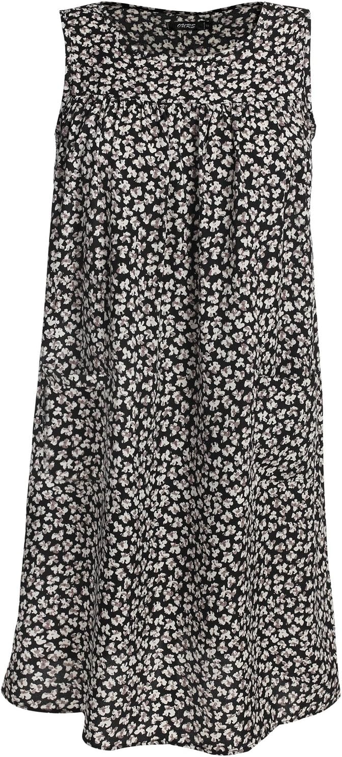 POGT Misses Womens Floral Lounge House Dress With Pockets (S, 4)