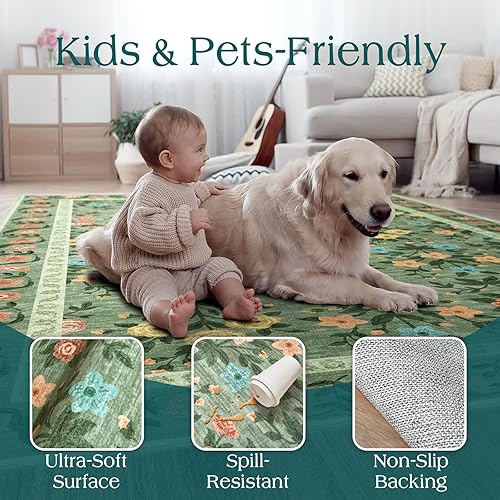 Miniatura 26 de Alfombra de entrada bohemia vintage de 2 x 3 pulgadas, alfombra de entrada pequeña, antideslizante, lavable, tapete para puerta de interior, tapete