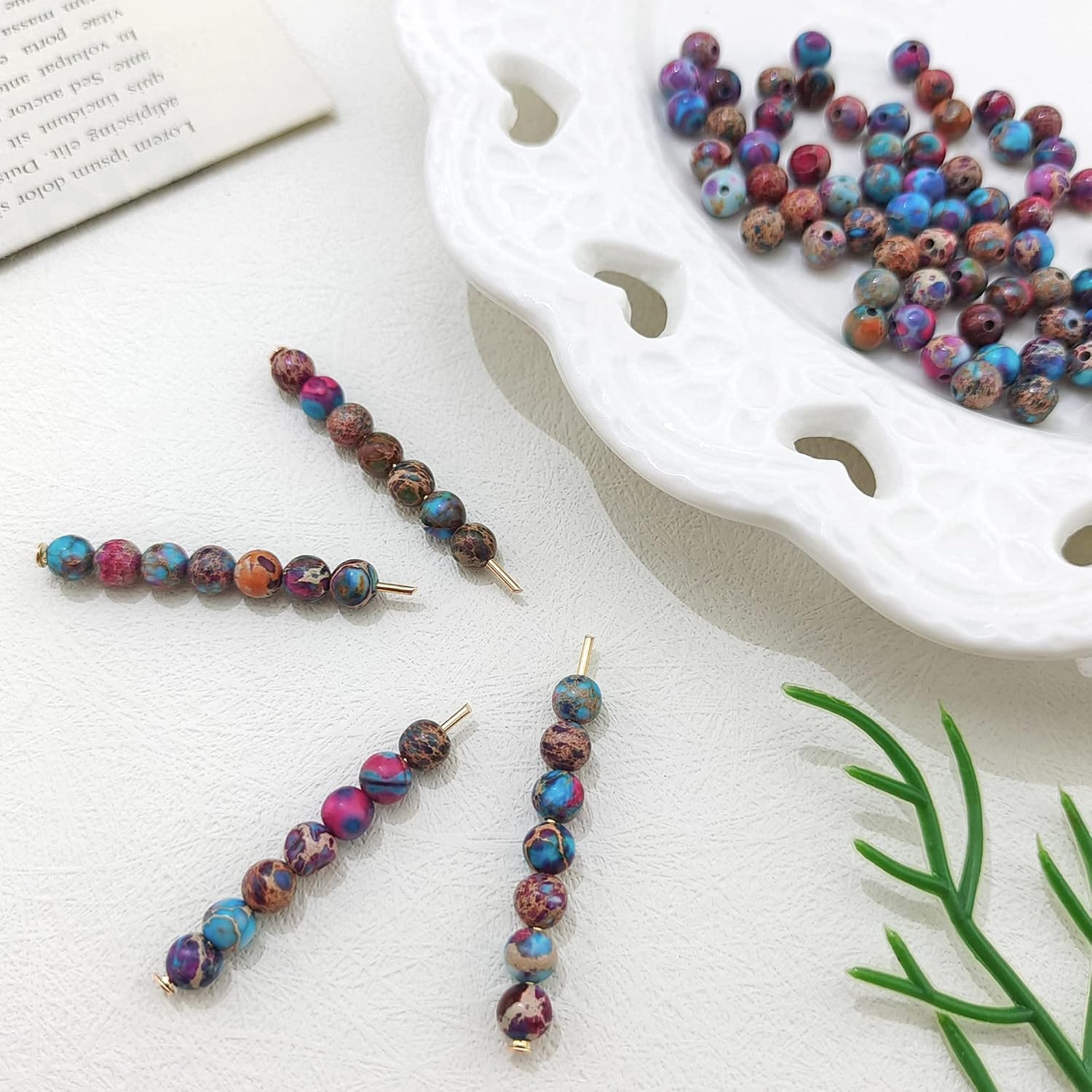 4MM Colorful Round Stone Beads Natural Emperor Jasper Loose Beads for Jewelry Making Stone Round Loose Stone Beads for DIY Bracelets Necklace(ZS-1215-Purple*4MM) Purple 4MM