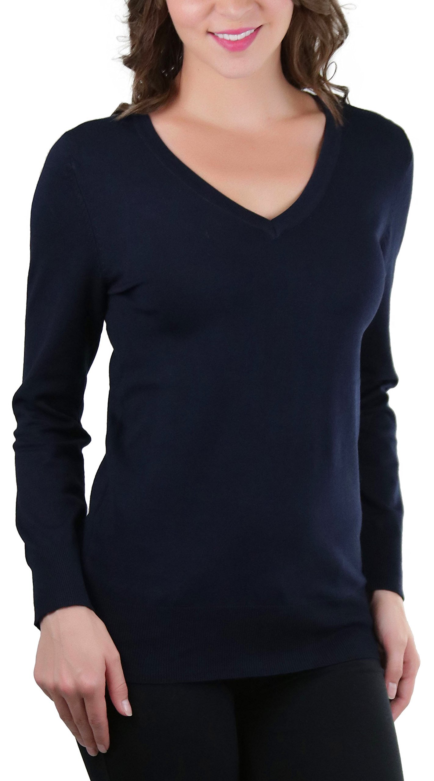 ToBeInStyle Women's Classic Long Sleeve V-Neck Pullover Sweater
