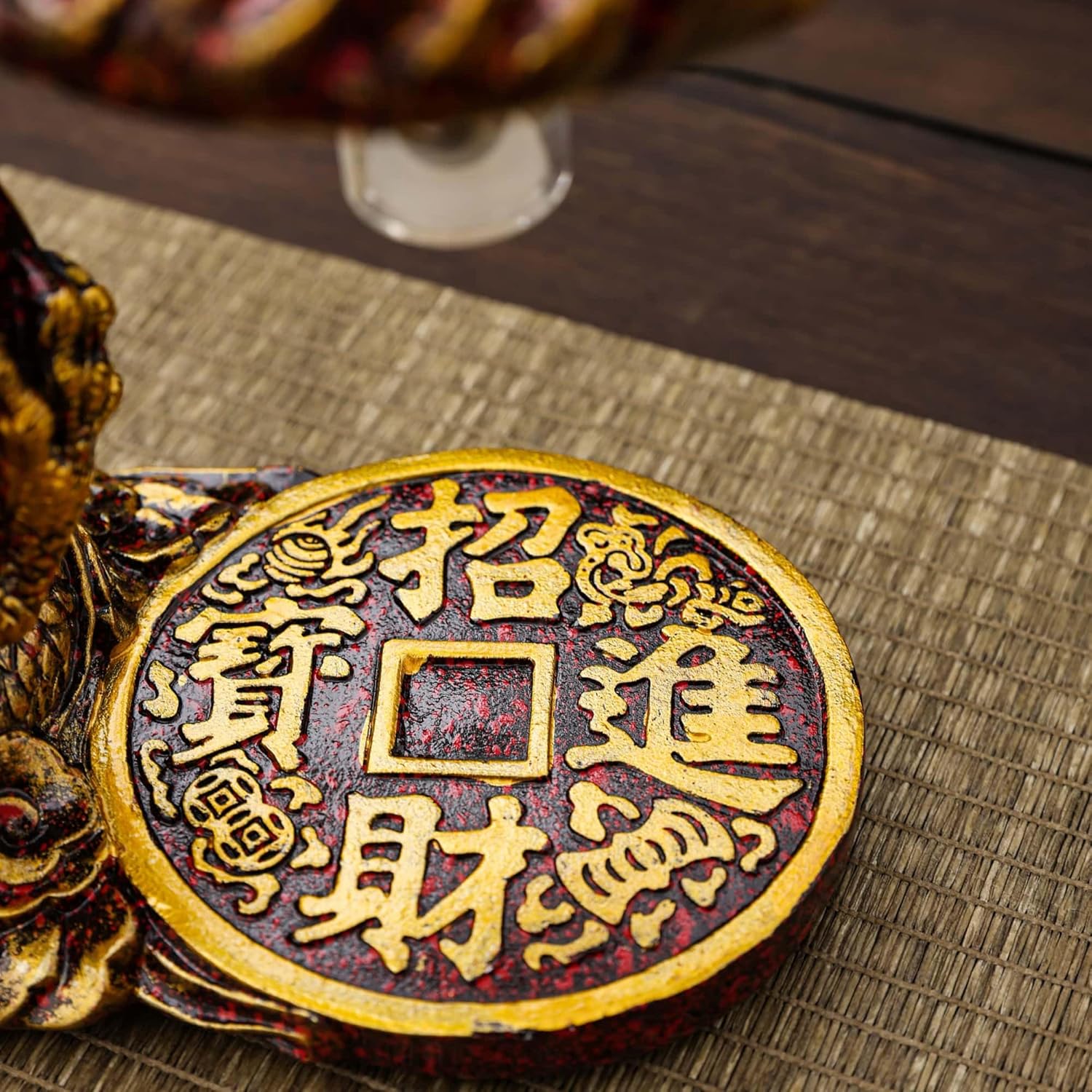 Glass Teapot Set with Infuser Semi Automatic Dragon Tea Set with 6 Small Cups (red golden dragon-b)