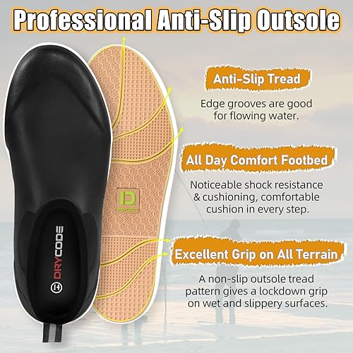 Miniatura 3 de D DRYCODE Rain Boots Men, Waterproof Fishing Deck Boots, Anti-Slip Ankle Rubber Boots, Outdoor Rain Shoes for Mens Boating, Womens Gardening, Size