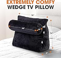 Vista 3 de Cheer Collection Almohada de cuña de lectura, almohada de lectura de cuña ajustable con soporte para el cuello, almohada de respaldo rellena