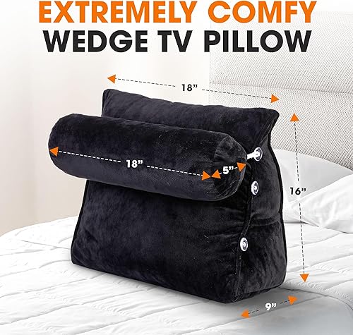 Miniatura 3 de Cheer Collection Almohada de cuña de lectura, almohada de lectura de cuña ajustable con soporte para el cuello, almohada de respaldo rellena de