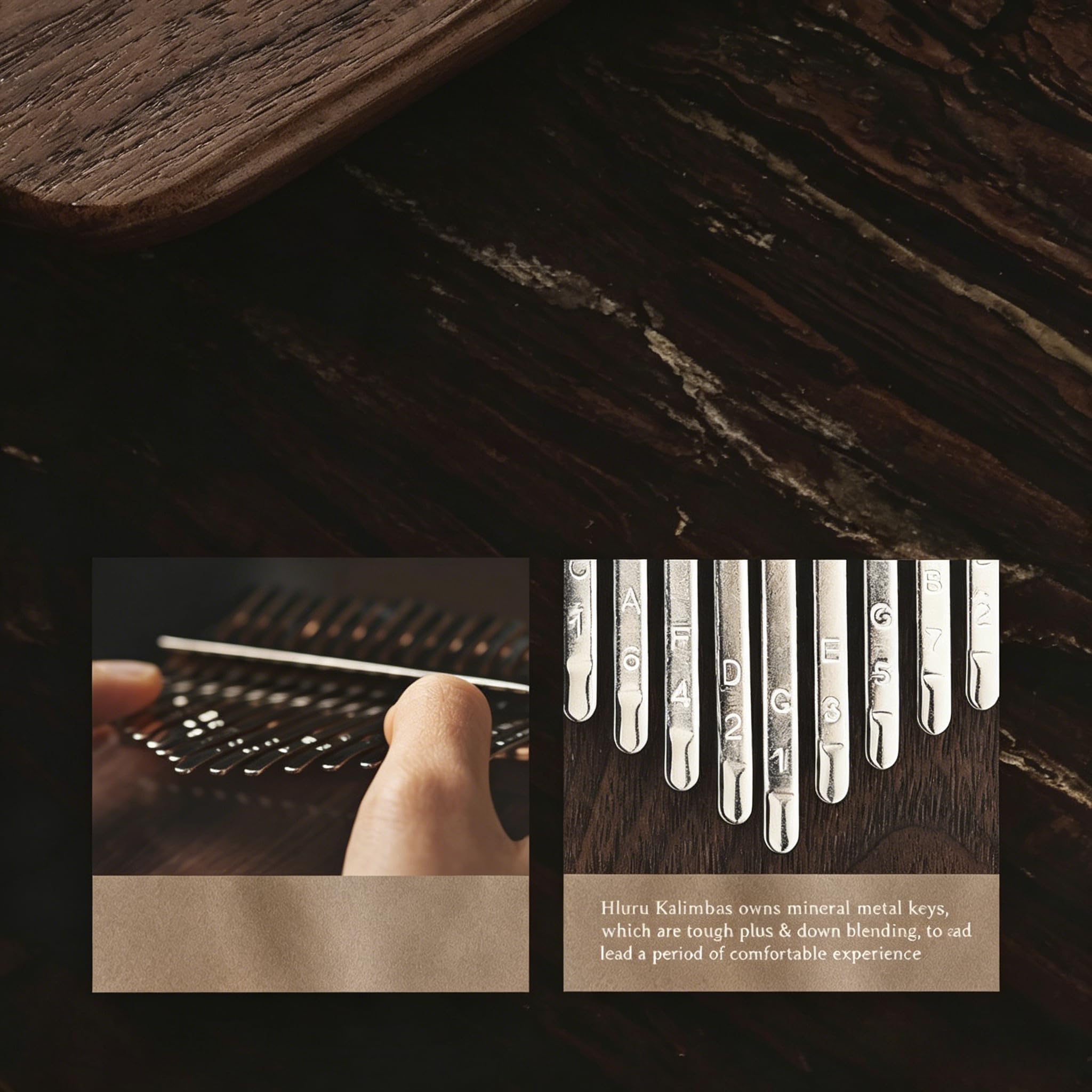 Fay Bless Kalimba Daumenklavier, tragbares Mbira Fingerklavier, handgefertigtes Holz-Musikinstrument, einfach zu erlernendes Instrument für Anfänger (D-Mini8-Sapphire-Lanyard)
