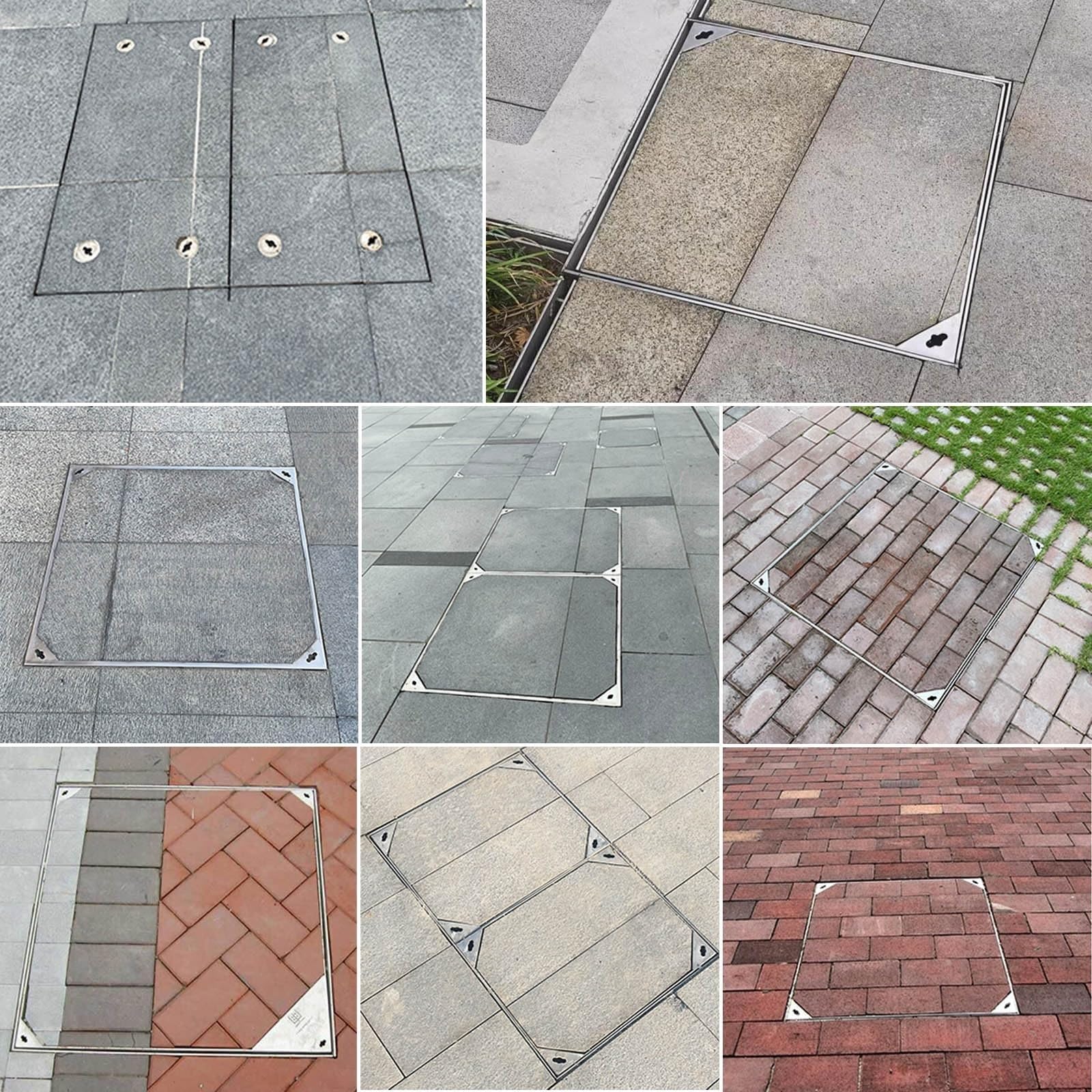 Pokrywa włazu studzienki ze stali nierdzewnej 304 z ramą – niewidoczna konstrukcja do ogrodu, podjazdu, trawnika, kostki brukowej (700 x 700 x 50 mm) – trwała, odporna na warunki atmosferyczne,