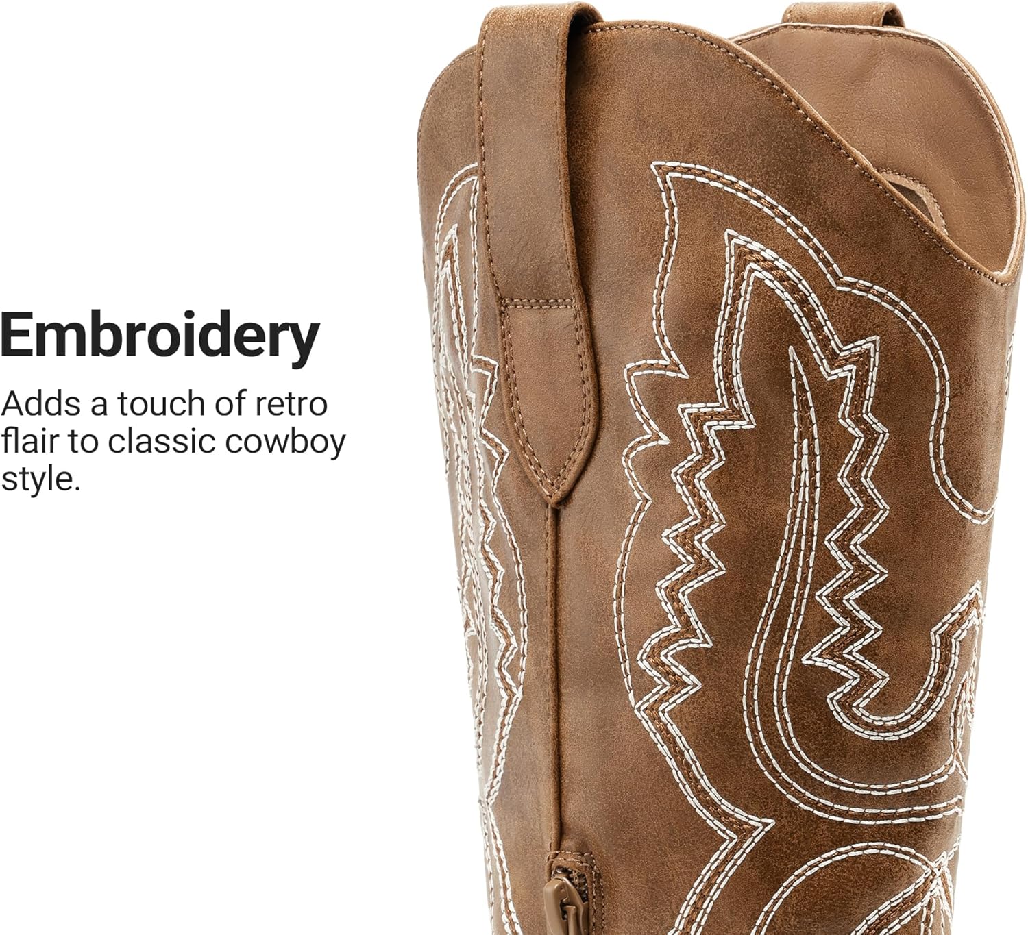 DREAM PAIRS Cowboy Knee High Boots for Women Western Retro Embroidered Cowgirl Boots Fashion Narrow Square Toe Comfortable Side Zipper Tall Boots for Ladies - Image 5