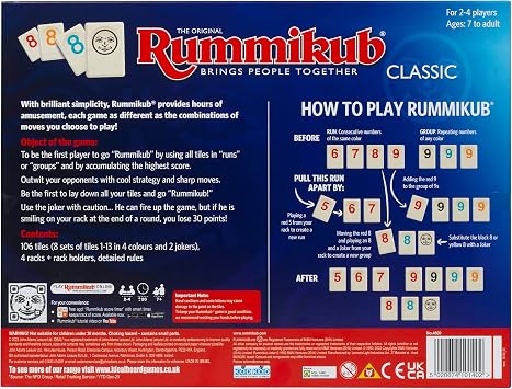 Rummikub | IDEAL | لعبة كلاسيكية: تجمع الناس معًا | ألعاب استراتيجية عائلية | لعدد 2-4 لاعبين | للأعمار 7+