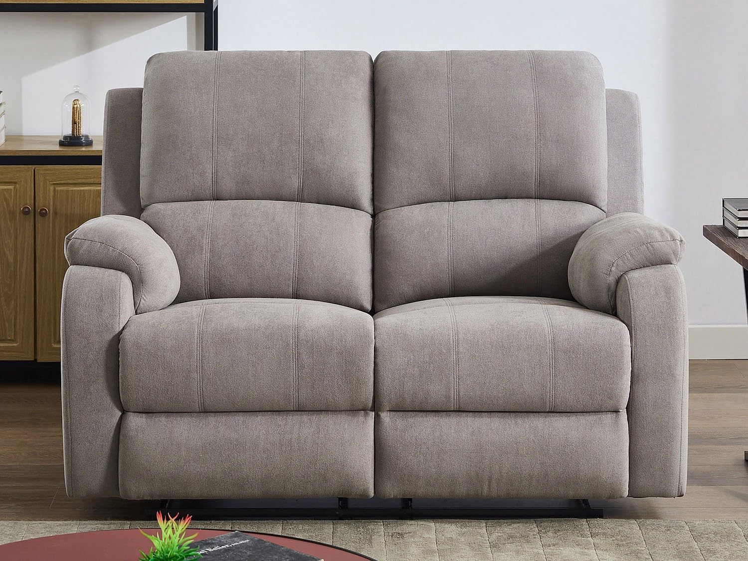 Vente-unique - Canapé 2 Places Relax en Microfibre Gris Clair Brody