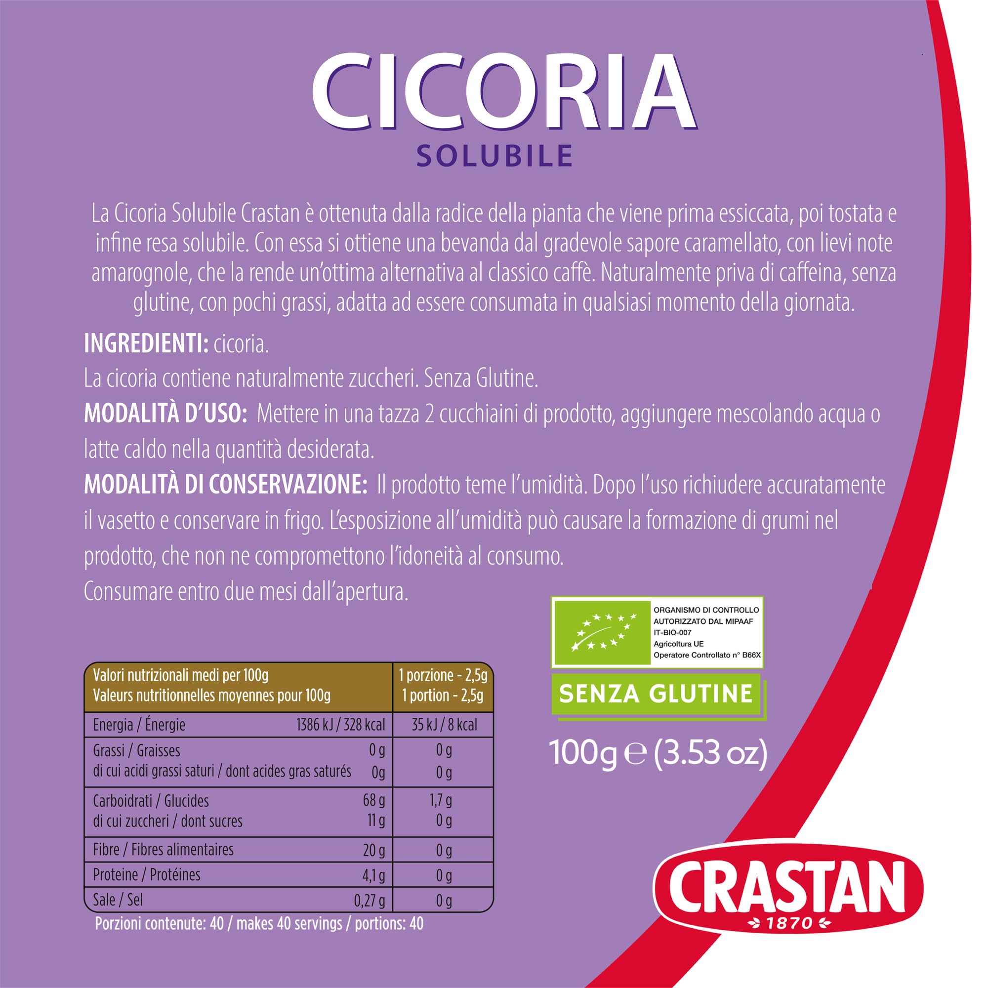 Crastan Cicoria Soluble - 6 pots de 100 g