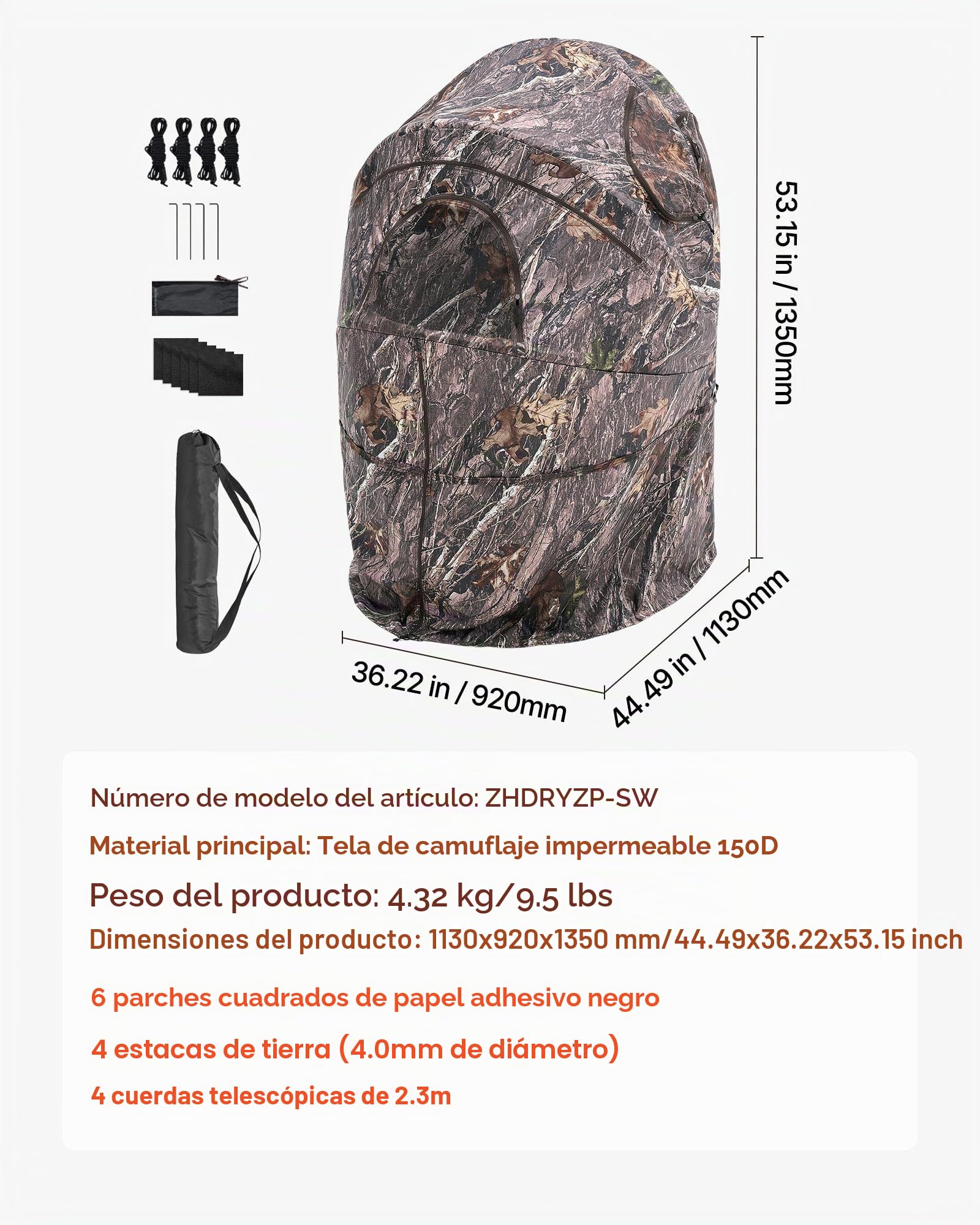 VEVOR Persiana de caza, persiana transparente de 270°, persiana de ciervo para caza con bolsa de transporte, tienda de campaña portátil y resistente