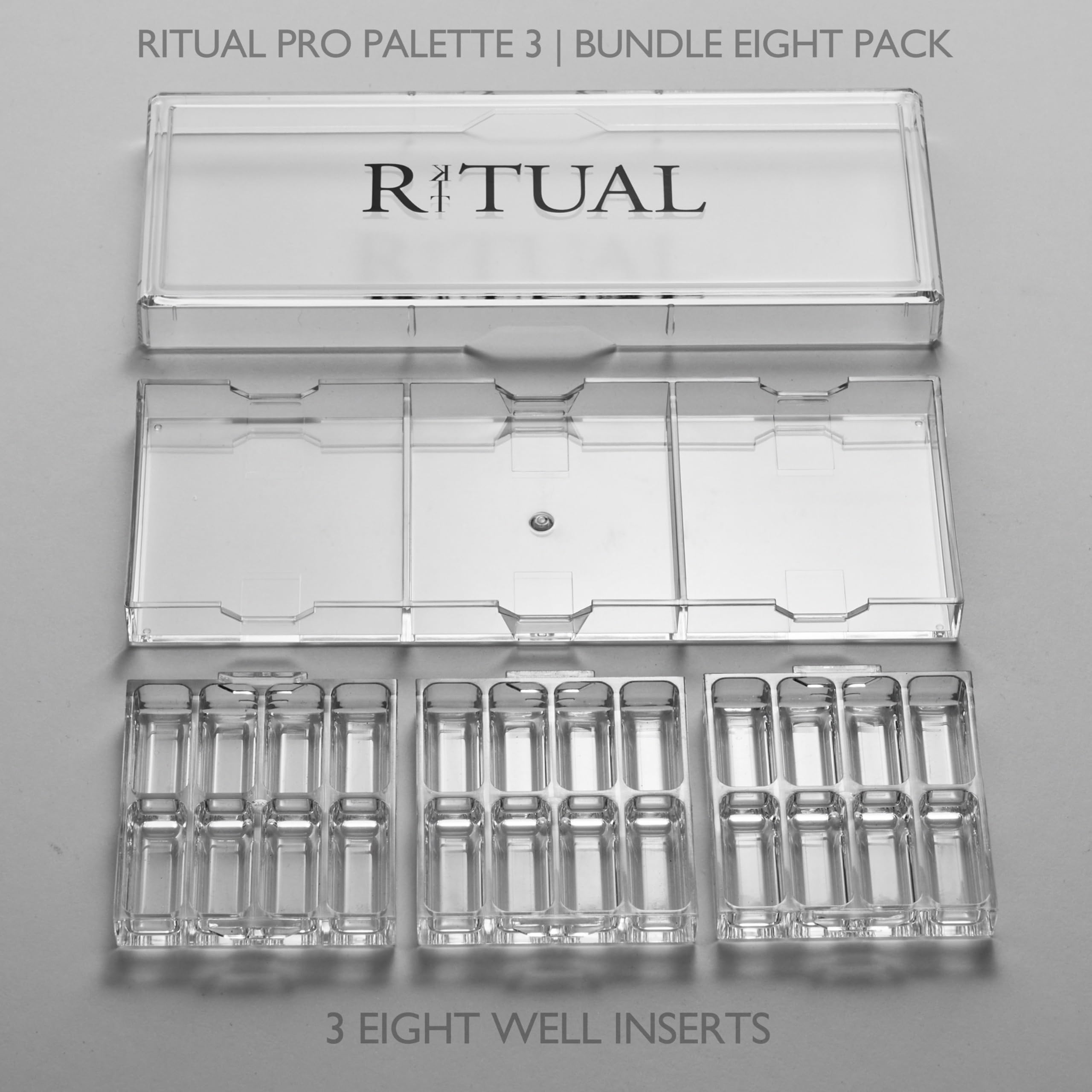 Paleta de maquillaje vacía | 24 pozos | Sistema modular intercambiable | Paleta Ritual Pro 3 | Paquete de 8