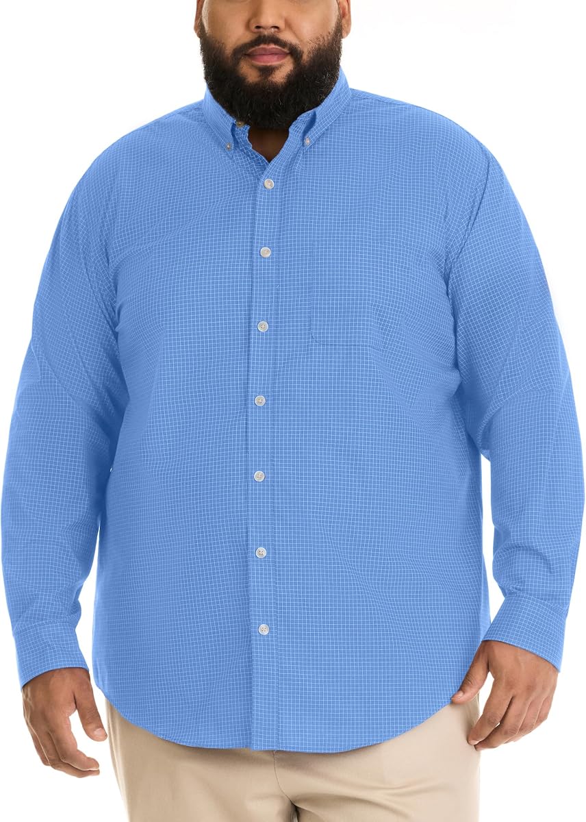 Van Heusen Camisa de Manga Larga de Popelina sin Arrugas para Hombre
