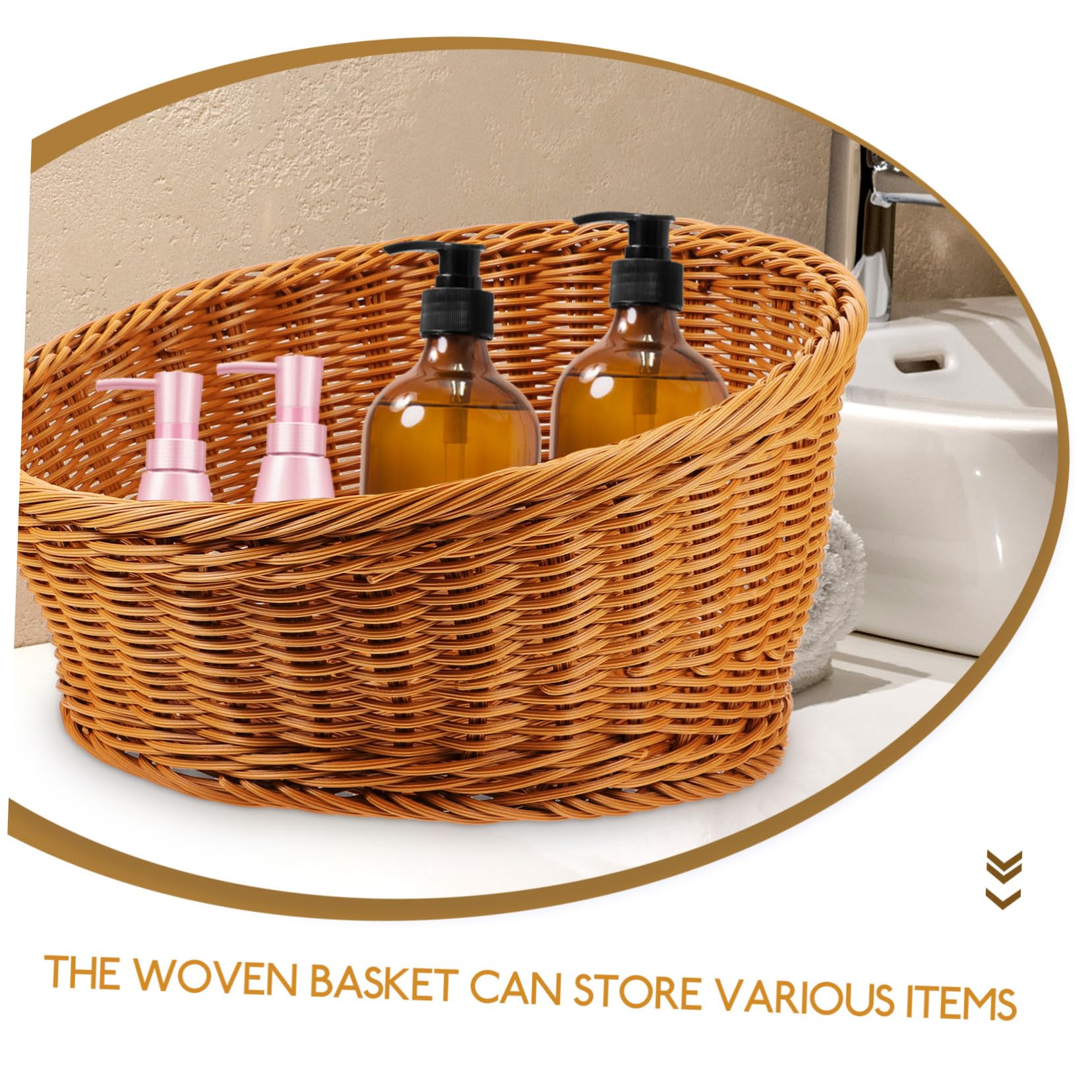 Gatuida Cestino da Tavolo Intrecciato in Finta Rattan per Organizer Cucina, Contenitore per Riporre Oggetti, Design Decorativo