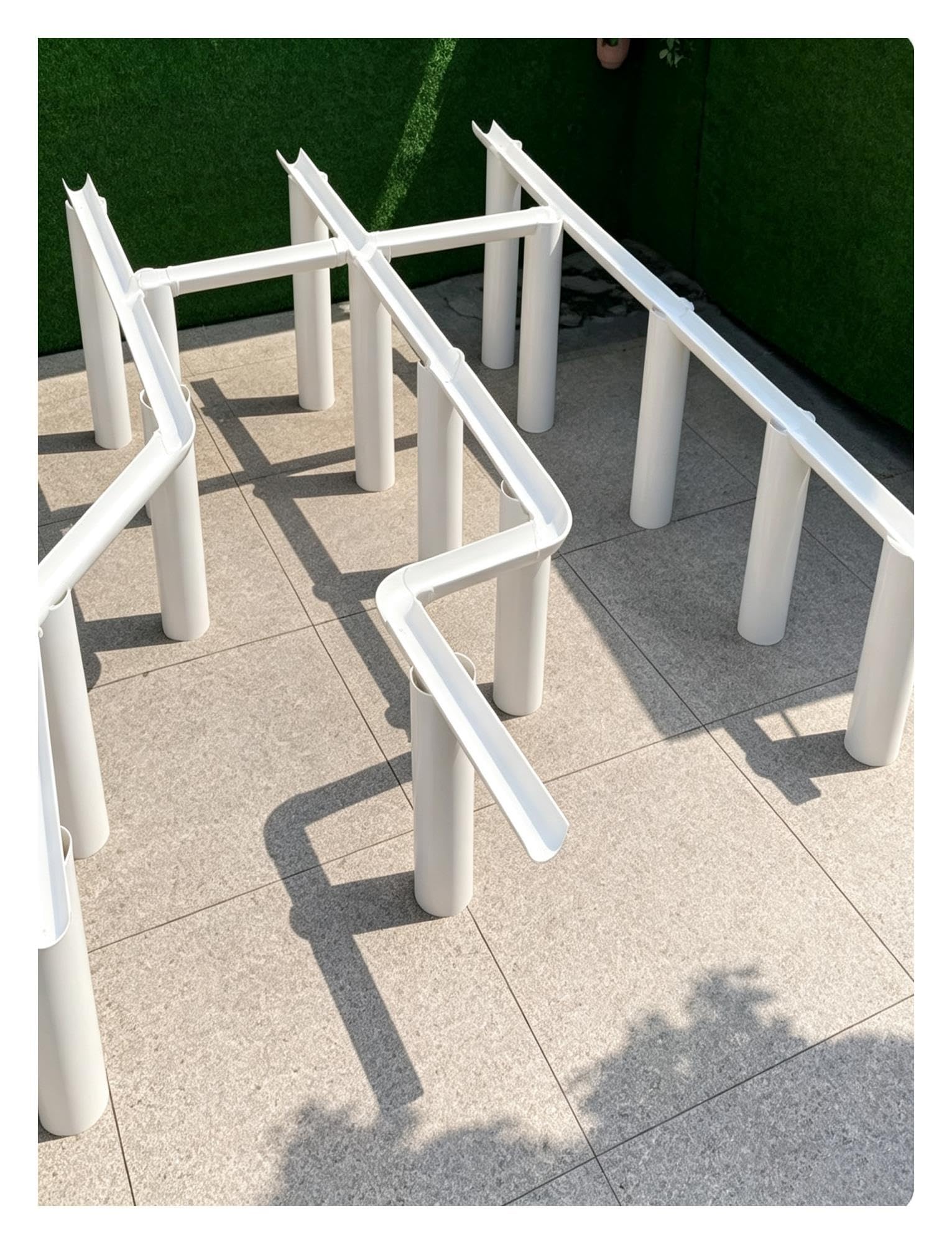 Canaleta de drenaje PVC en forma de U, 2 piezas, conectable, exterior